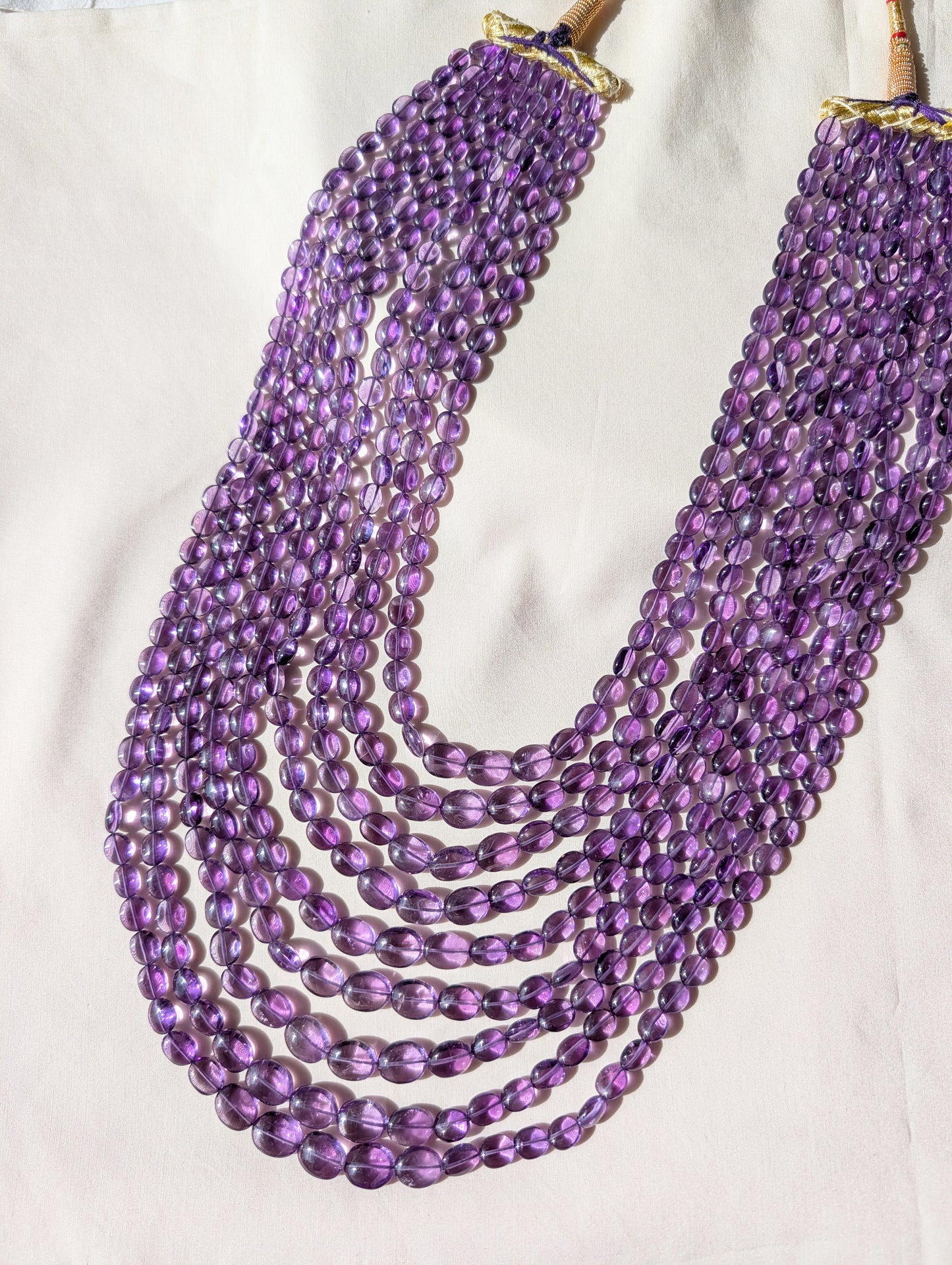 Amethyst Smooth Oval Graduated Beads 5x7–10x13mm Dark Purple | 16–24 inch