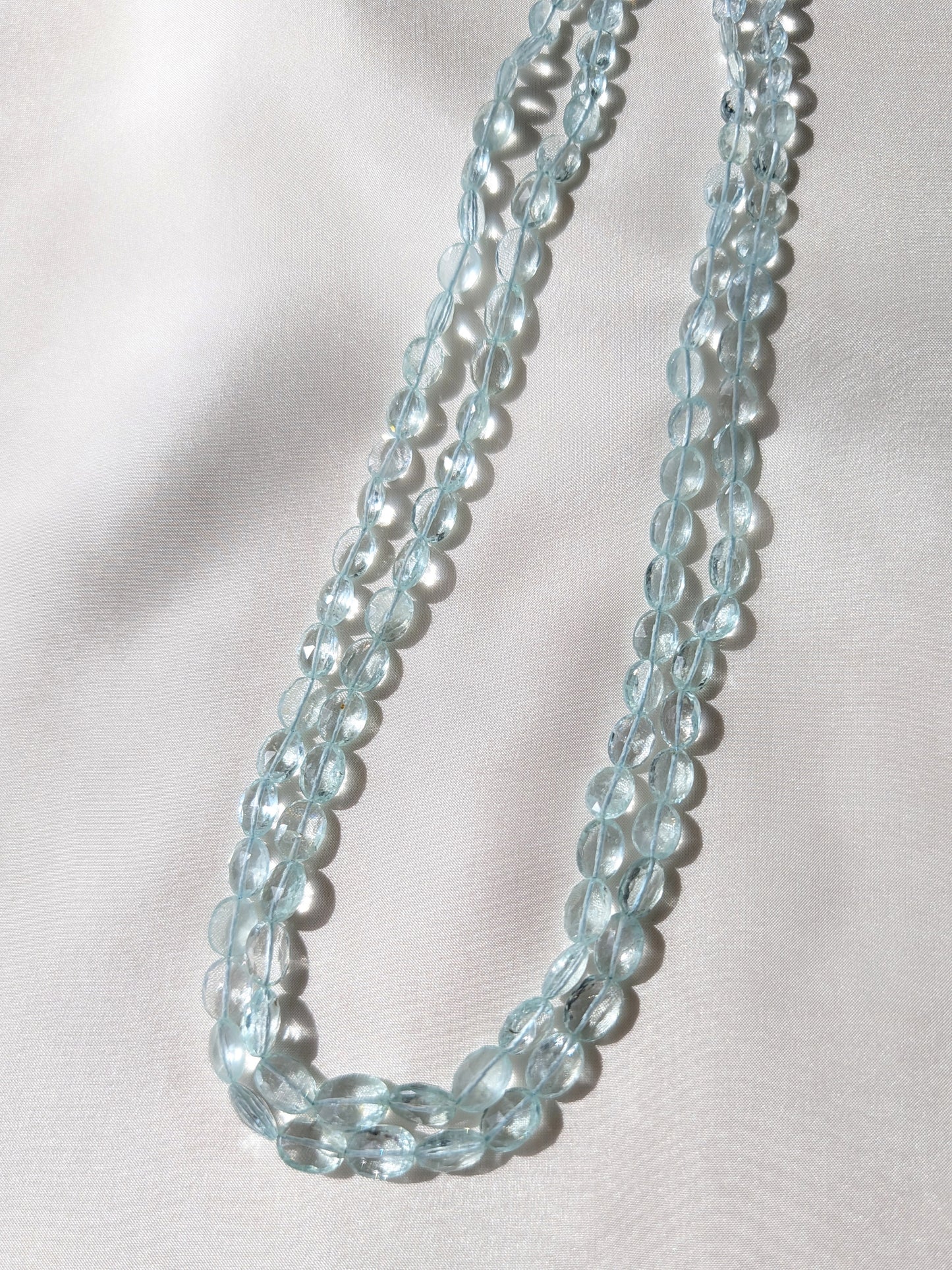 Aquamarine Faceted Oval Beads 6x5–10x8mm Blue Green | 16–17 inch
