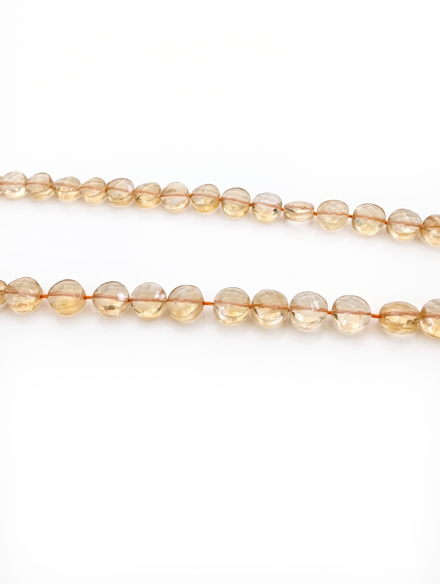 Citrine Faceted Coin Beads 6mm Light Yellow | 16 inch Strand