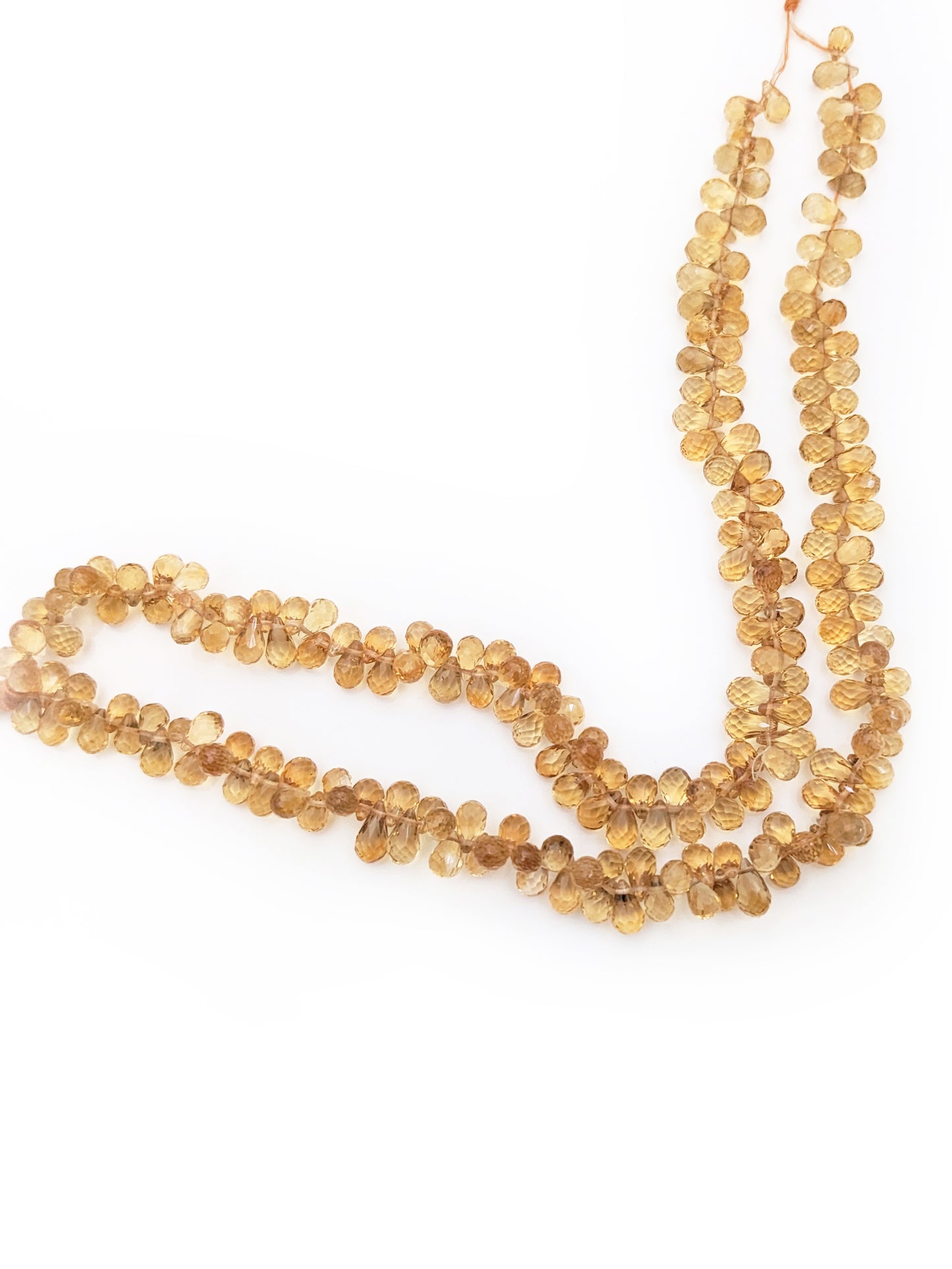 Citrine Faceted Teardrop Beads 6x4mm Deep Yellow | 8 inch Strand