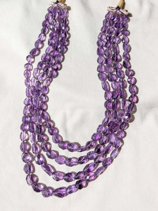 Amethyst Faceted Tumble Beads 7x10–10x17mm Dark Purple | 16–19 inch