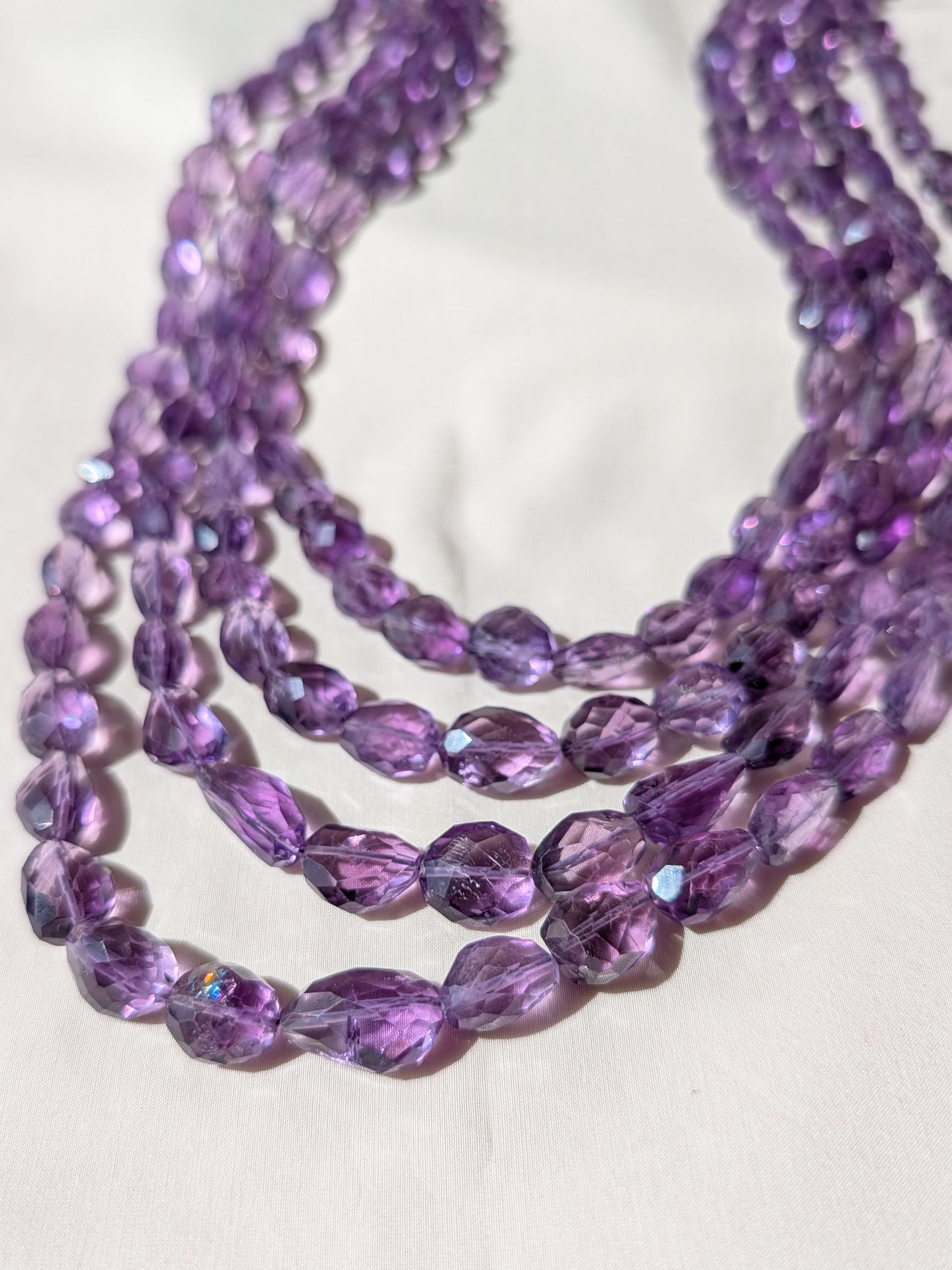 Amethyst Faceted Tumble Beads 7x10–10x17mm Dark Purple | 16–19 inch