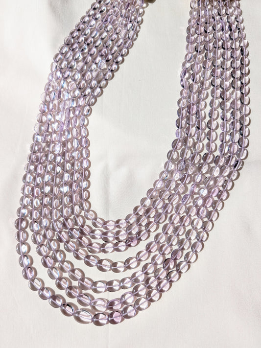 Pink Amethyst Smooth Oval Graduated Beads 6x6.5–9x11mm Lavender Pink | 16–24 inch