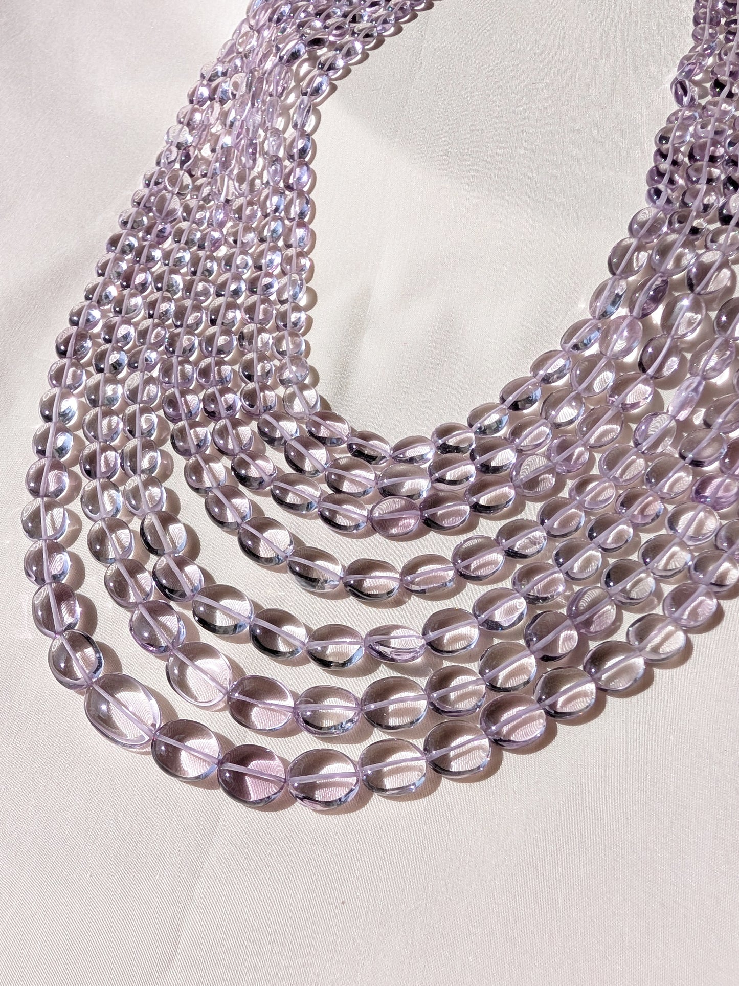 Pink Amethyst Smooth Oval Graduated Beads 6x6.5–9x11mm Lavender Pink | 16–24 inch