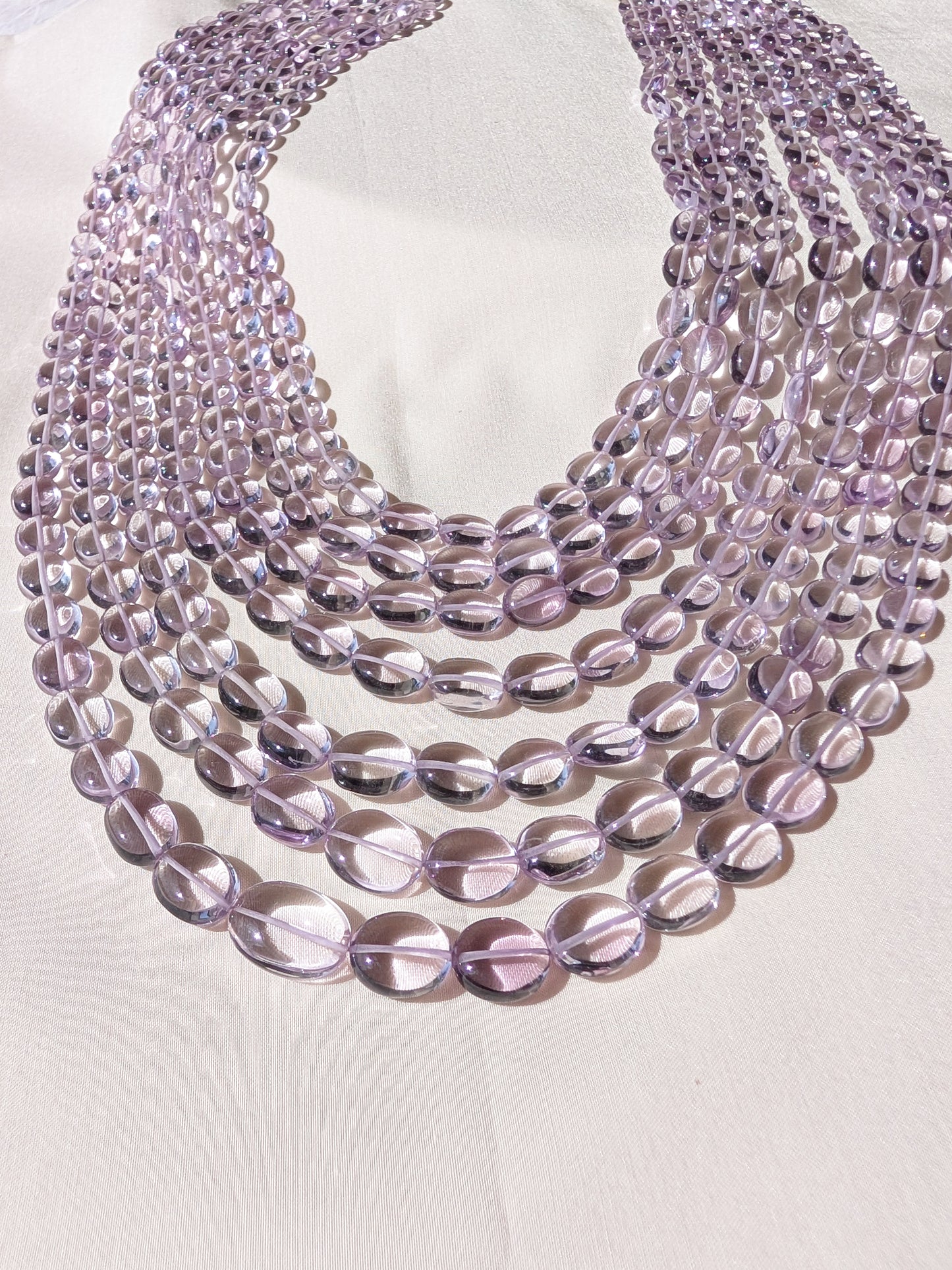 Pink Amethyst Smooth Oval Graduated Beads 6x6.5–9x11mm Lavender Pink | 16–24 inch