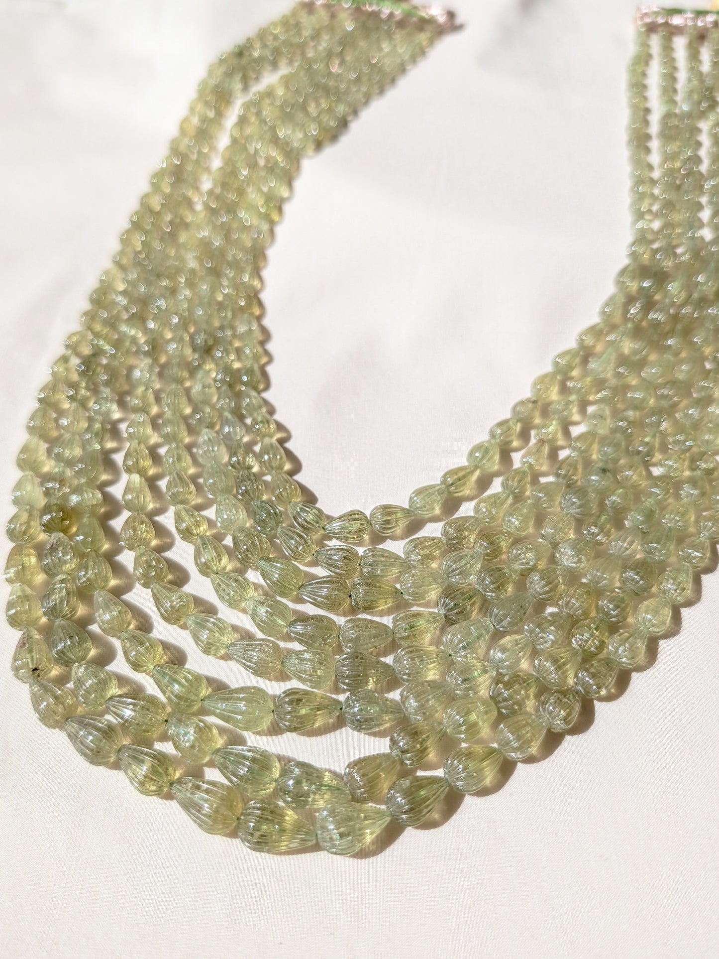 Grossular Garnet Carved Teardrop Beads 4x5–8.5x12mm Olive Green | 16–22 inch