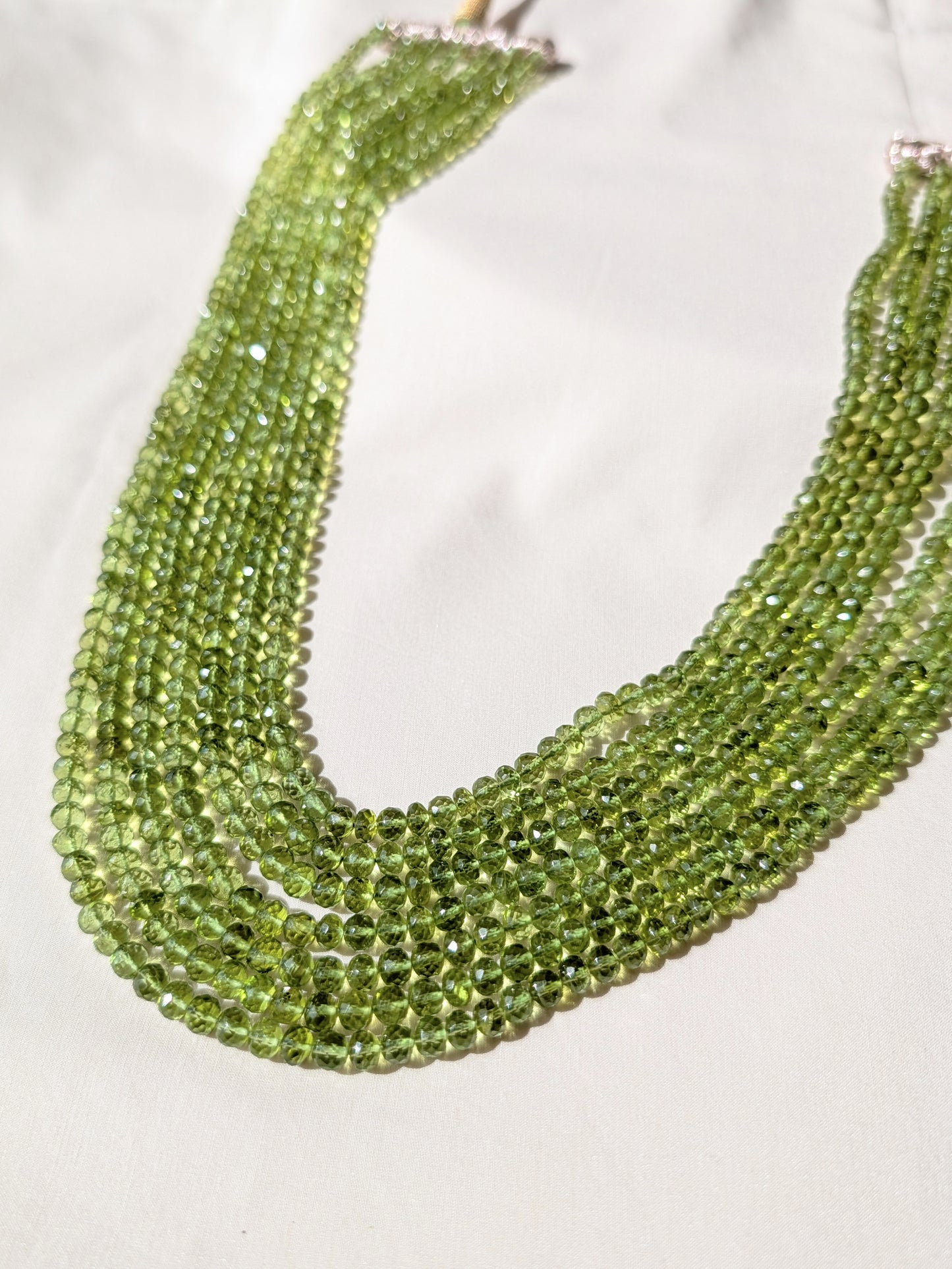 Peridot Faceted Rondelle Beads 4.5–5.5mm Green | 16–20 inch