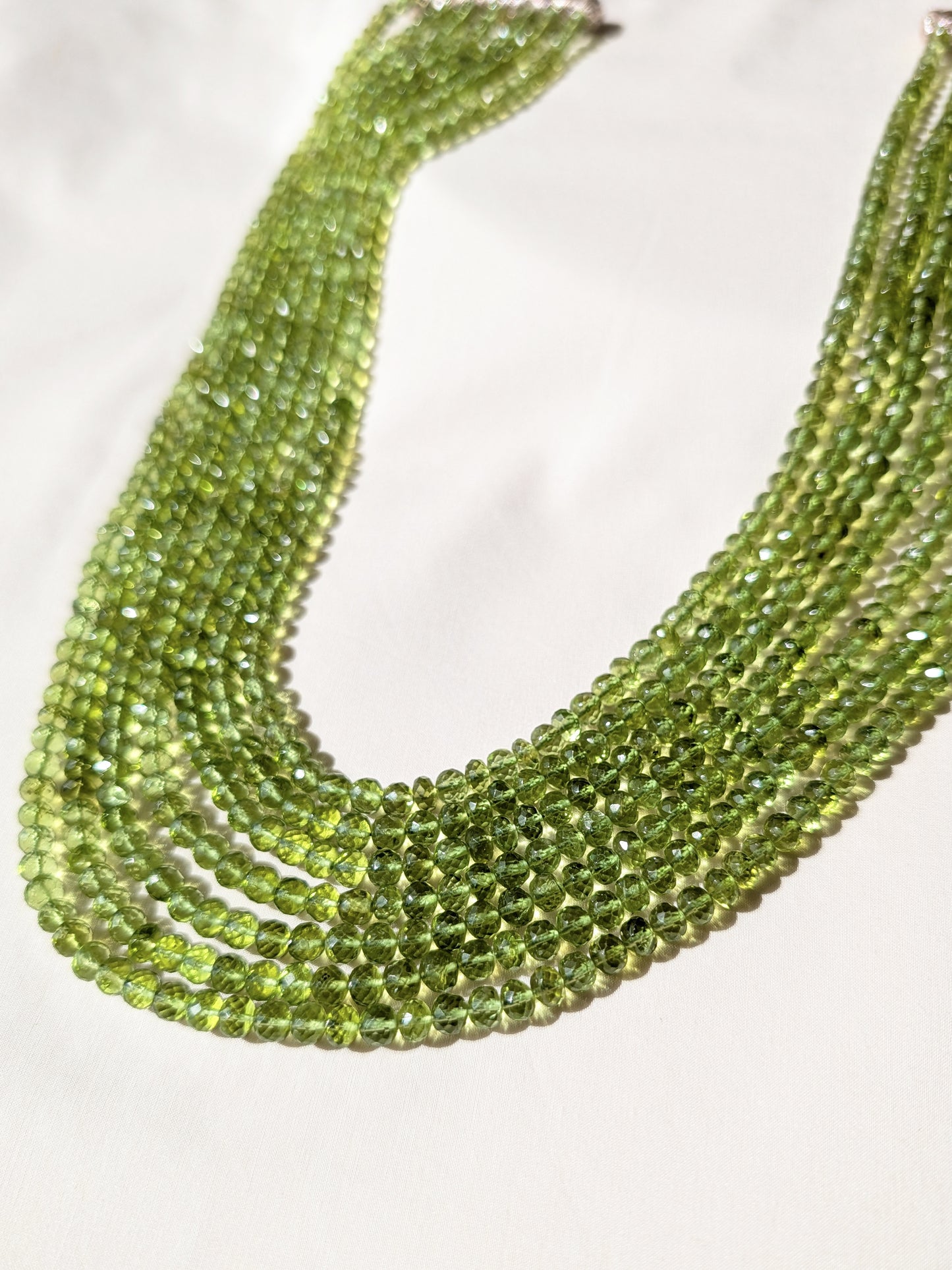 Peridot Faceted Rondelle Beads 4.5–5.5mm Green | 16–20 inch