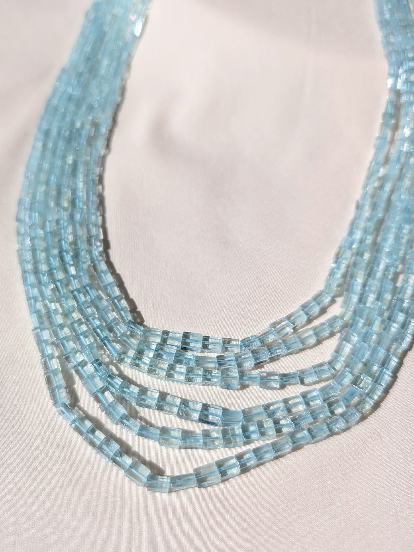 Aquamarine Square Rectangle Beads 4x4–4x6mm Aqua Blue | 16–20 inch