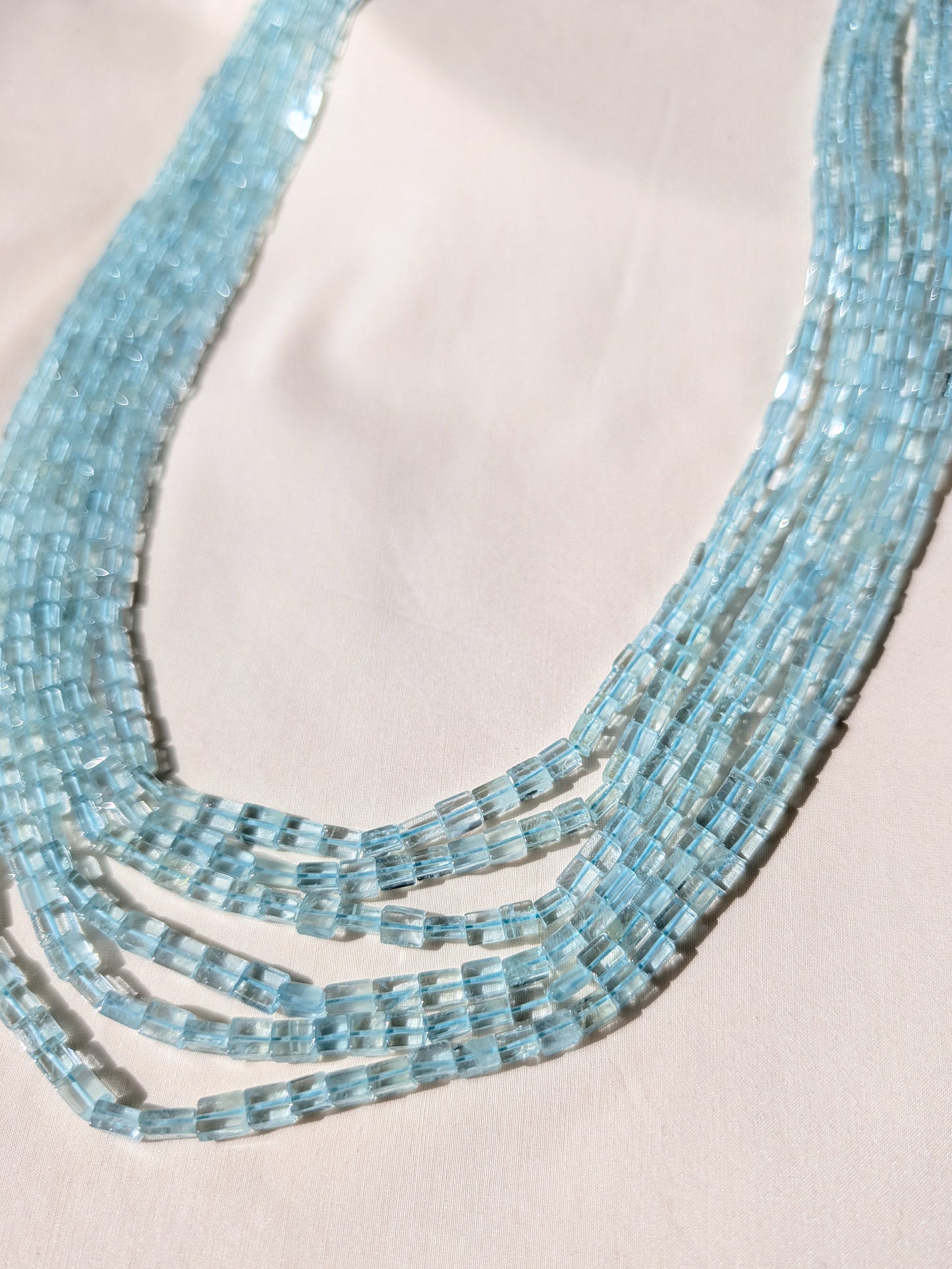 Aquamarine Square Rectangle Beads 4x4–4x6mm Aqua Blue | 16–20 inch