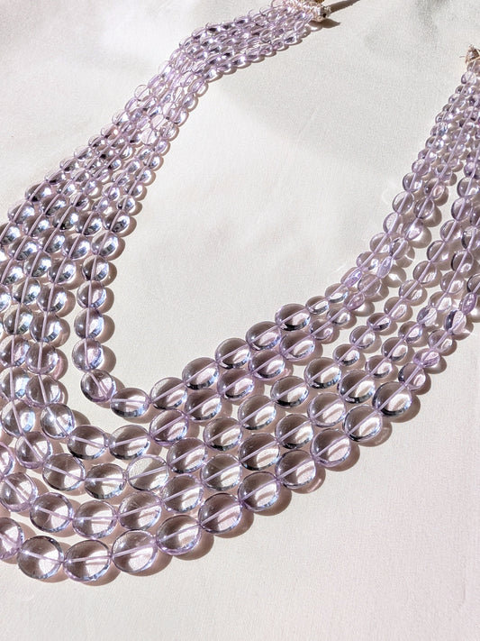Pink Amethyst Smooth Oval Graduated Beads 6x5.5–10x12mm Lavender Pink | 16–22 inch