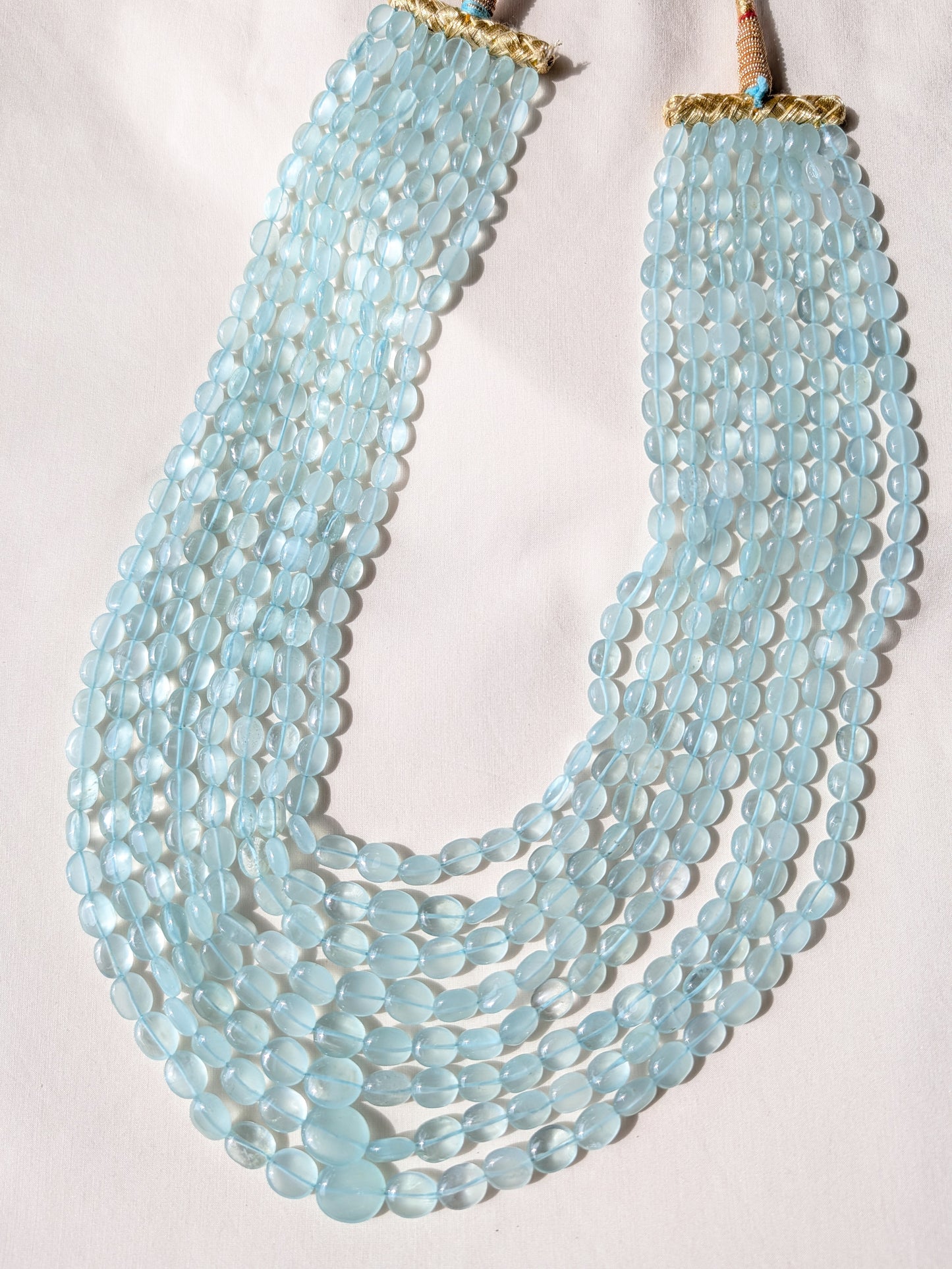 Aquamarine Smooth Oval Graduated Beads 6.5x7.5–12x14mm Milky Blue | 16–22 inch