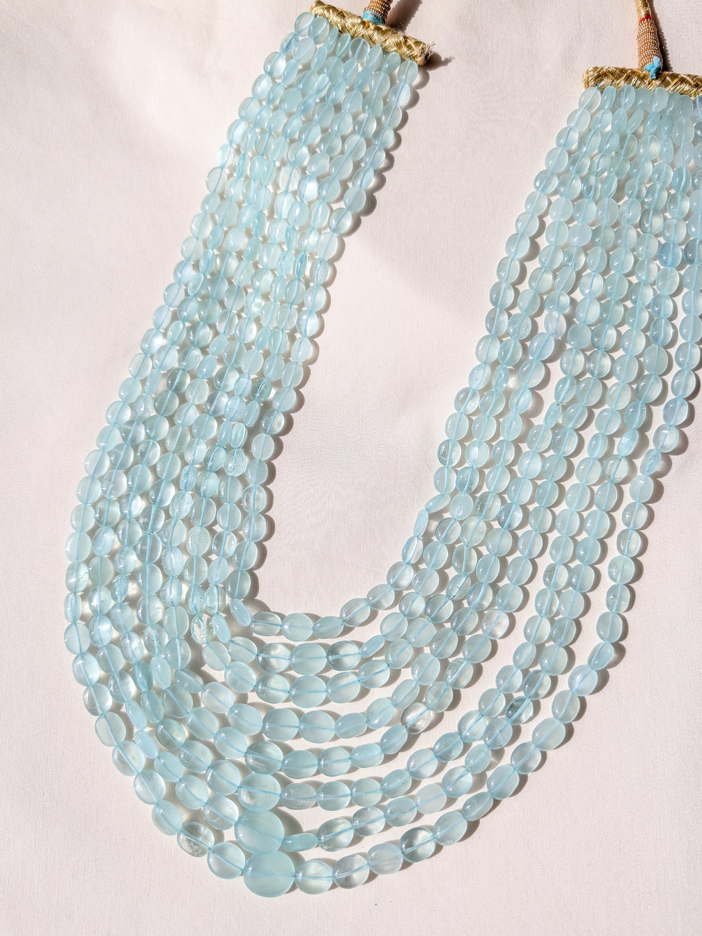Aquamarine Smooth Oval Graduated Beads 6.5x7.5–12x14mm Milky Blue | 16–22 inch