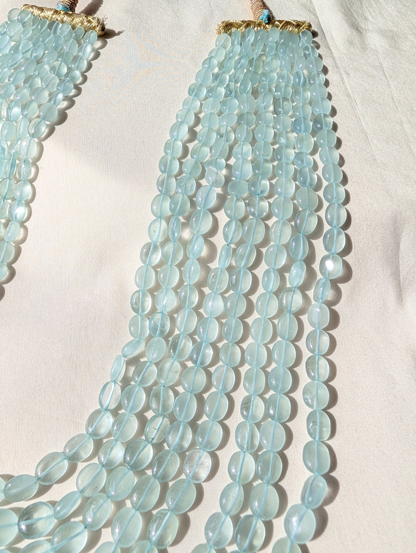 Aquamarine Smooth Oval Graduated Beads 6.5x7.5–12x14mm Milky Blue | 16–22 inch