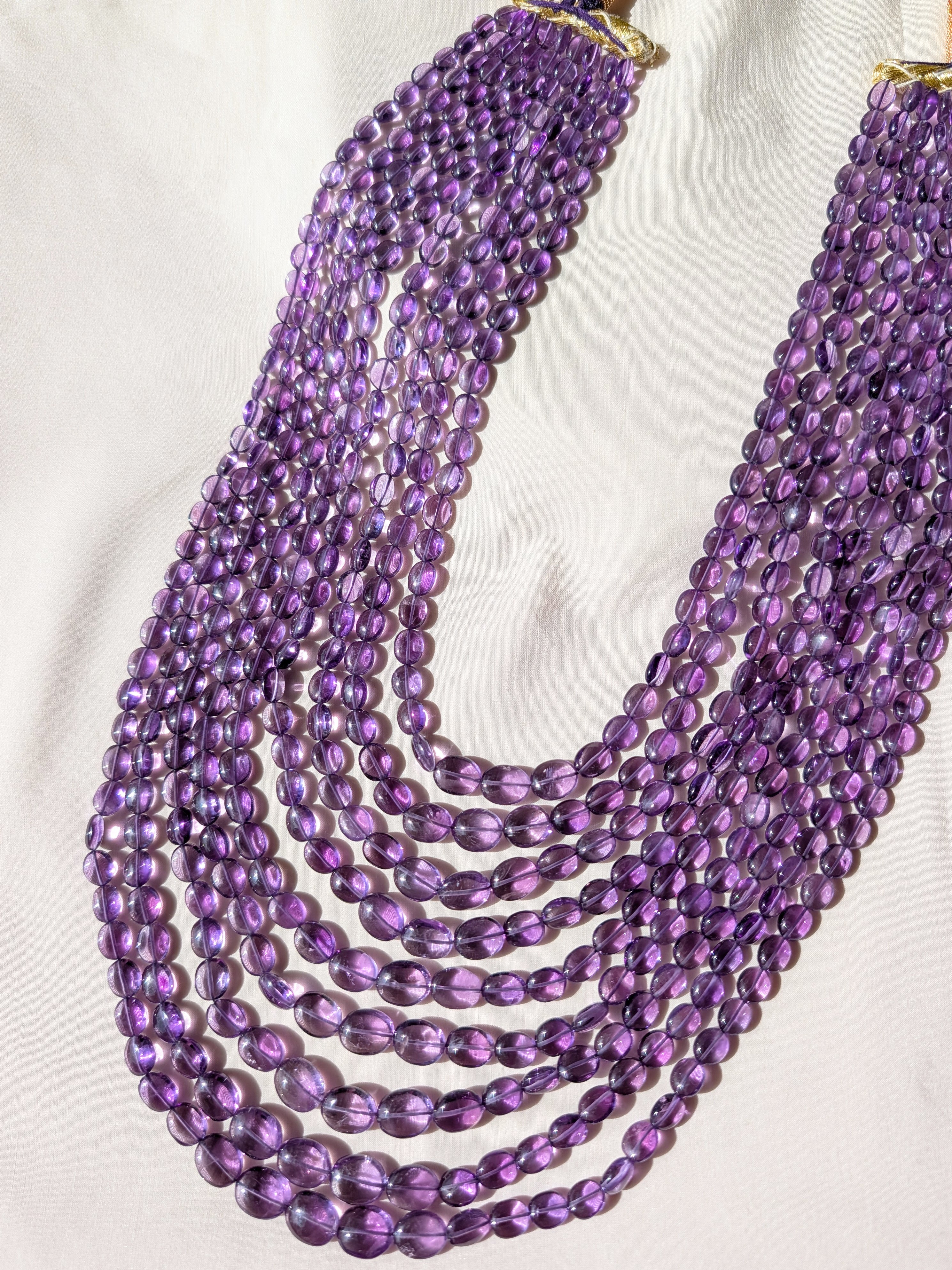 Amethyst Smooth Oval Graduated Beads 5x7–10x13mm Dark Purple | 16–24 inch
