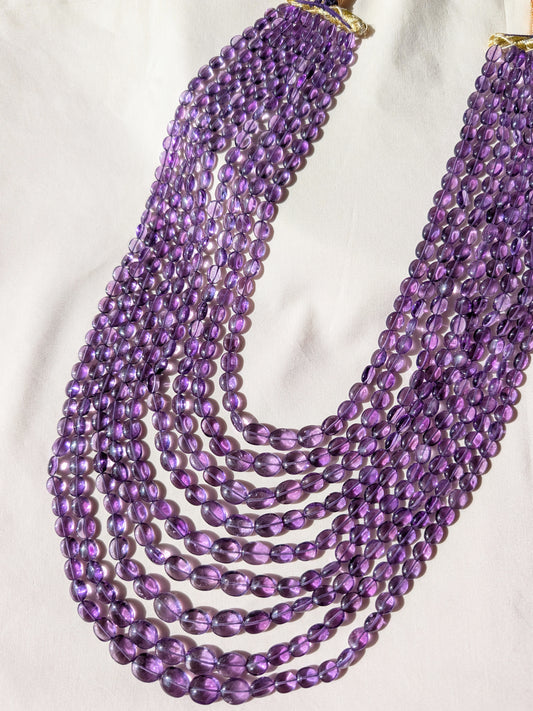Amethyst Smooth Oval Graduated Beads 5x7–10x13mm Dark Purple | 16–24 inch