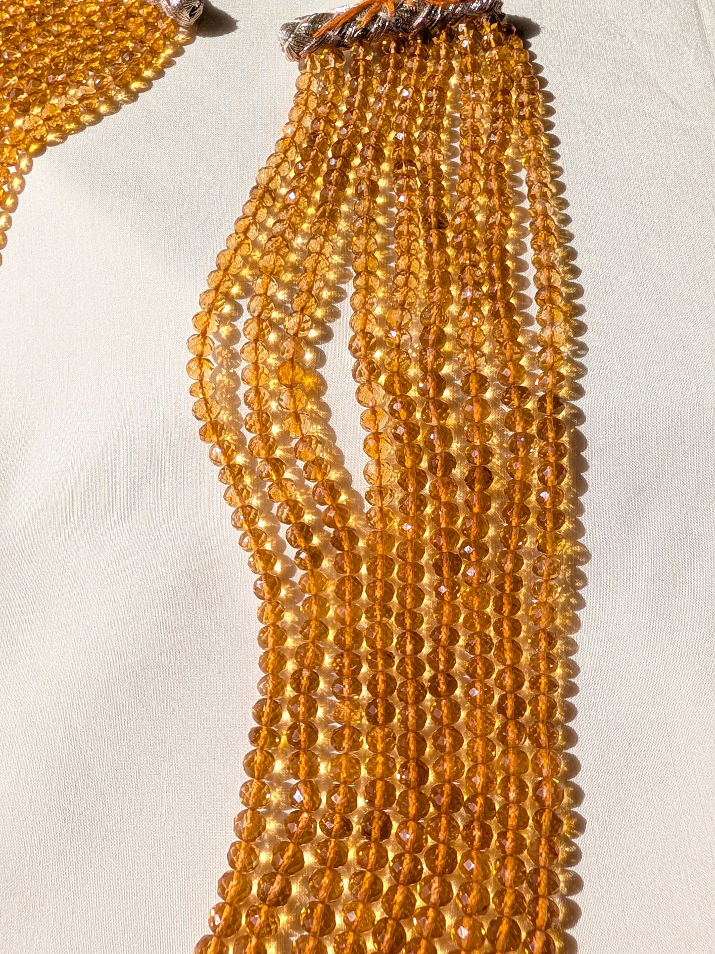 Citrine Faceted Rondelle Graduated Beads 4–4.60mm Golden Yellow | 15–21 inch