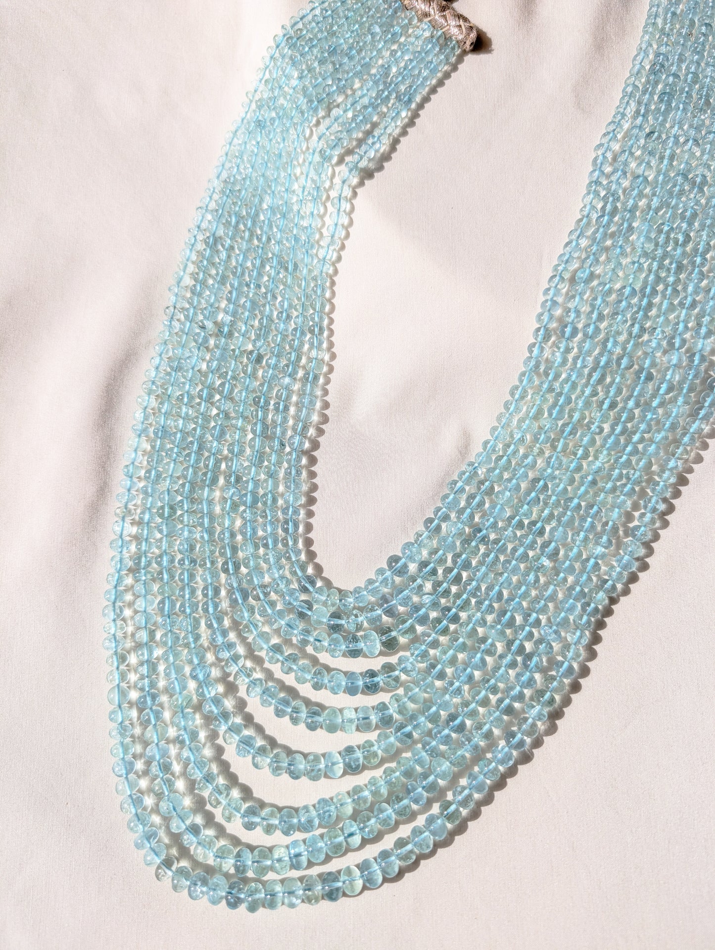 Aquamarine Smooth Rondelle Beads 4.5–7mm Aqua Blue | 16–24 inch