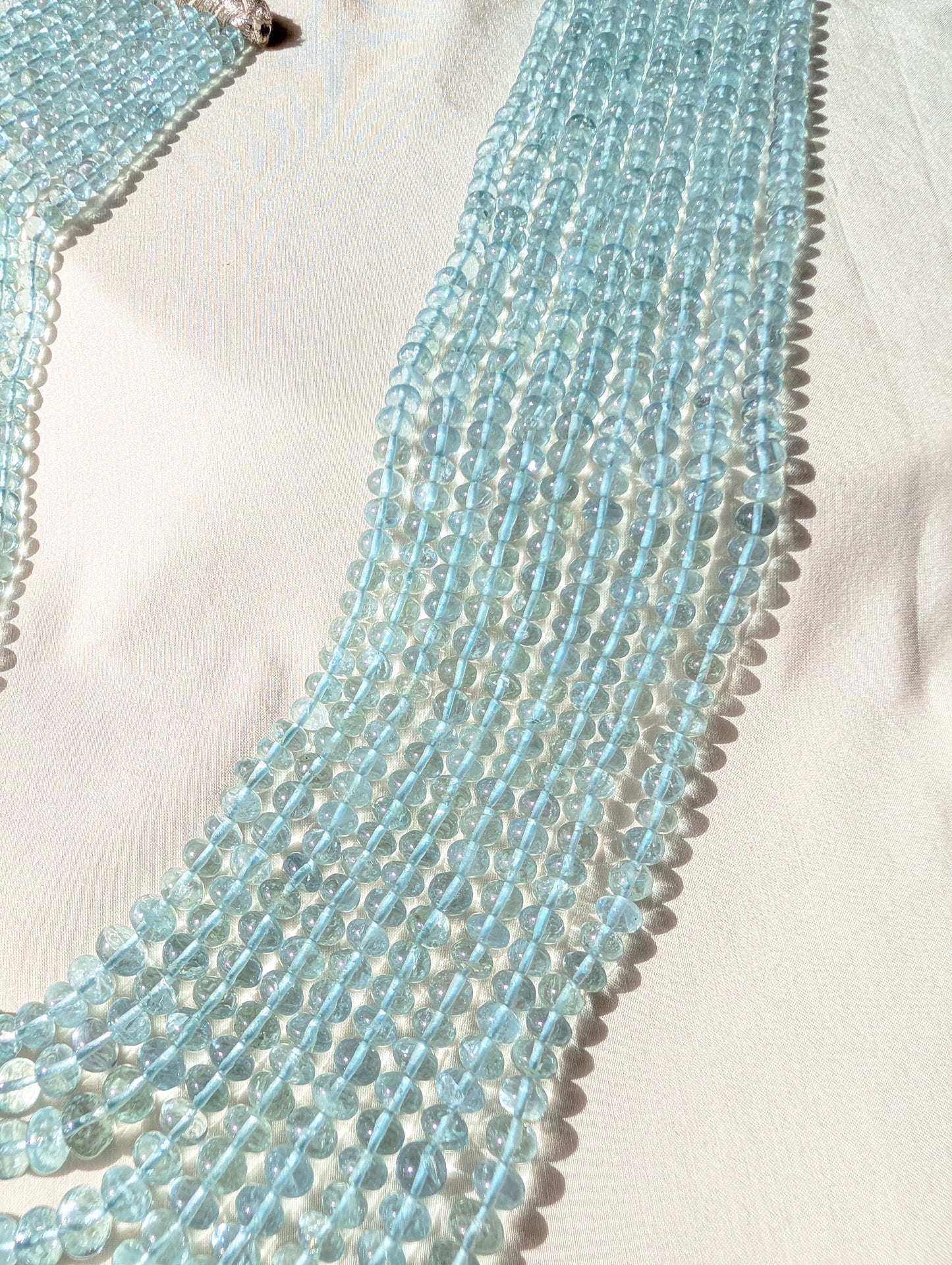 Aquamarine Smooth Rondelle Beads 4.5–7mm Aqua Blue | 16–24 inch