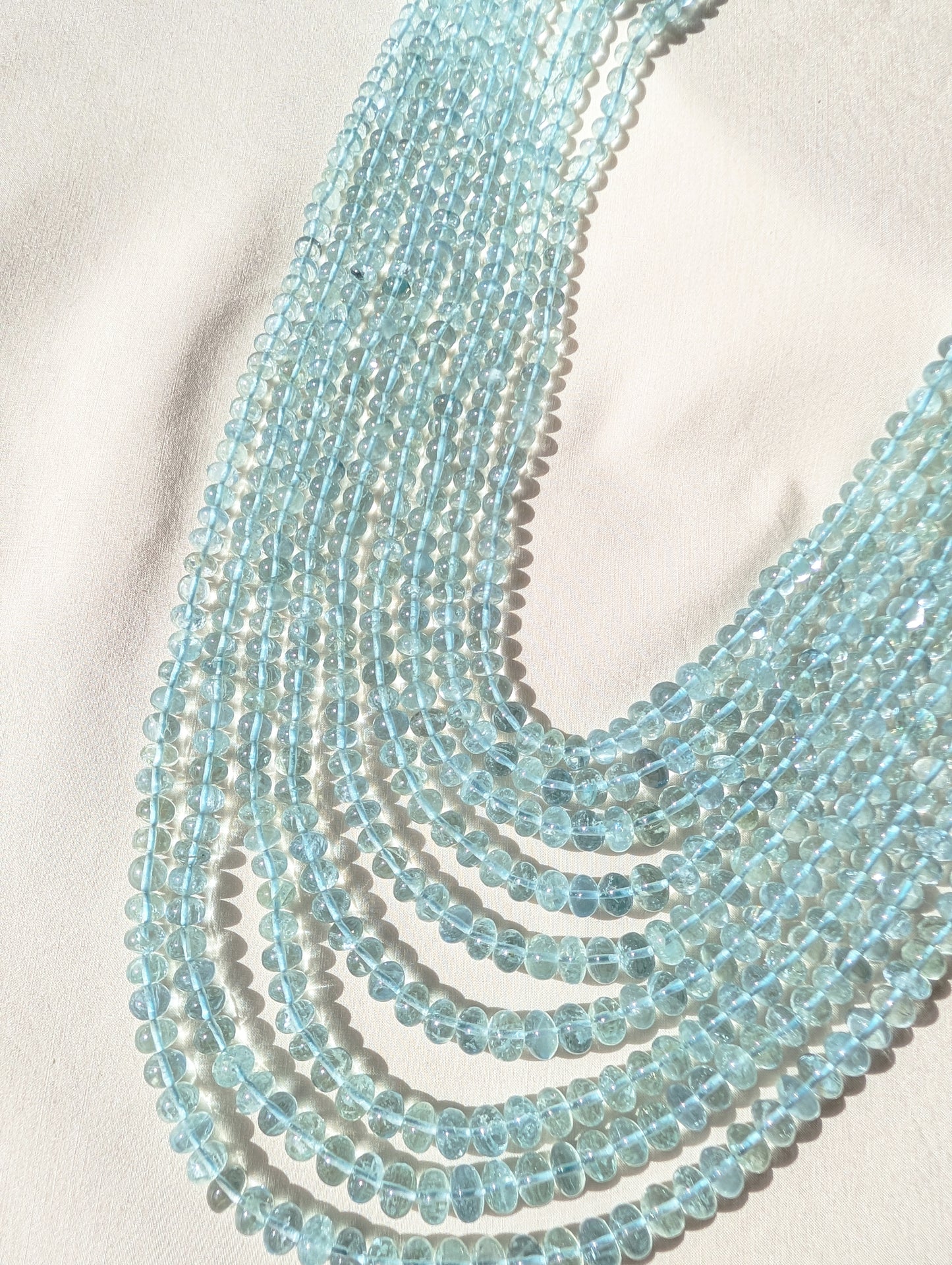 Aquamarine Smooth Rondelle Beads 4.5–7mm Aqua Blue | 16–24 inch