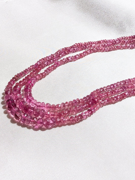 Rubellite Tourmaline Faceted Rondelle Beads 2.5–5mm Pink | 16–17 inch