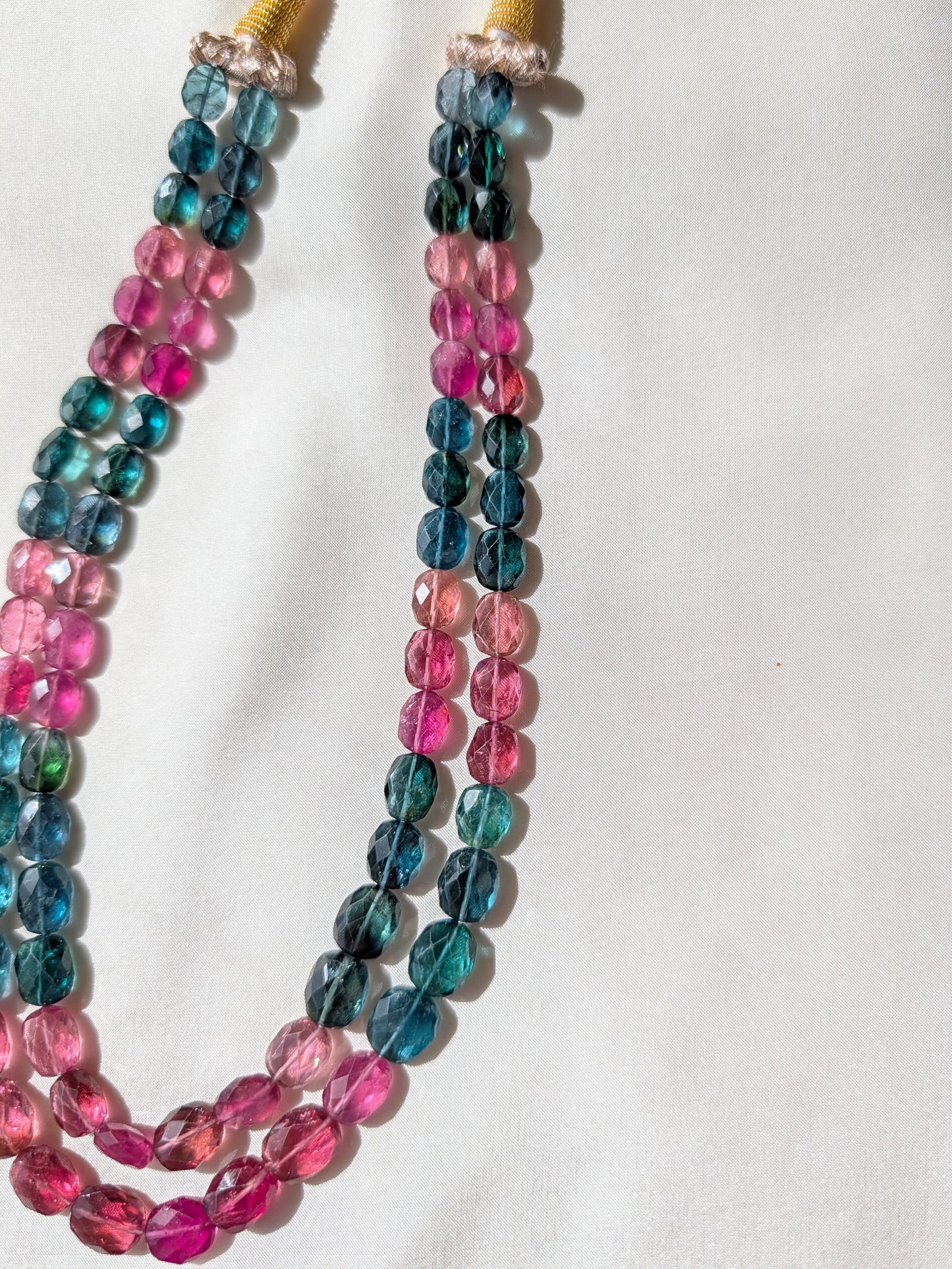 Tourmaline Faceted Oval Beads 8x6–10x8mm Pink-Blue  | 13–14 inch