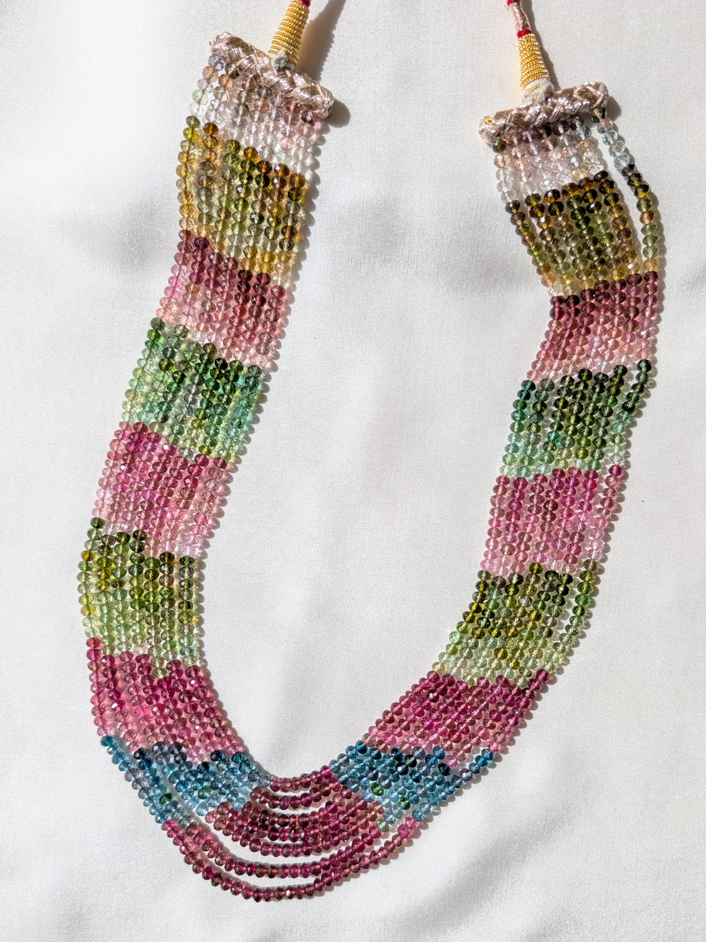 Watermelon Tourmaline Faceted Rondelle Beads 4mm Multicolor | 16–20 inch