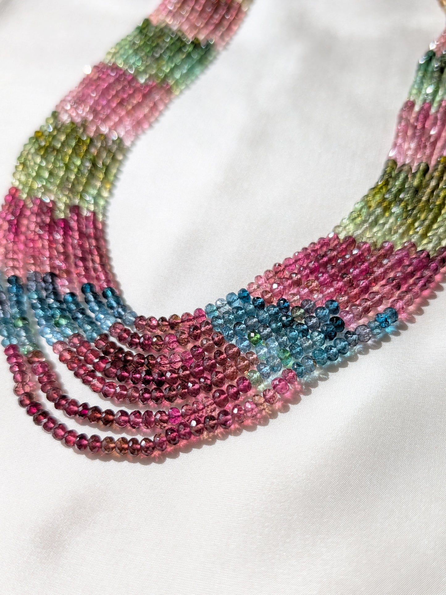 Watermelon Tourmaline Faceted Rondelle Beads 4mm Multicolor | 16–20 inch