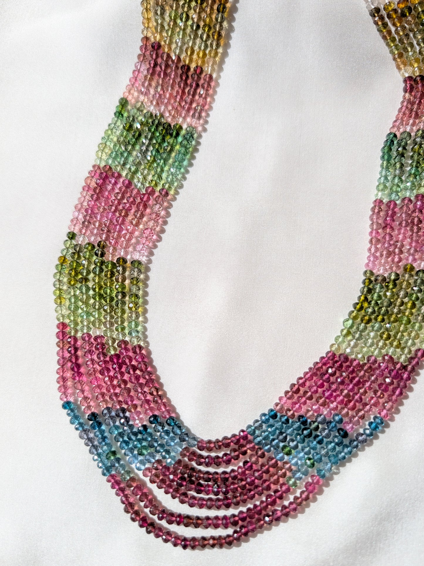 Watermelon Tourmaline Faceted Rondelle Beads 4mm Multicolor | 16–20 inch