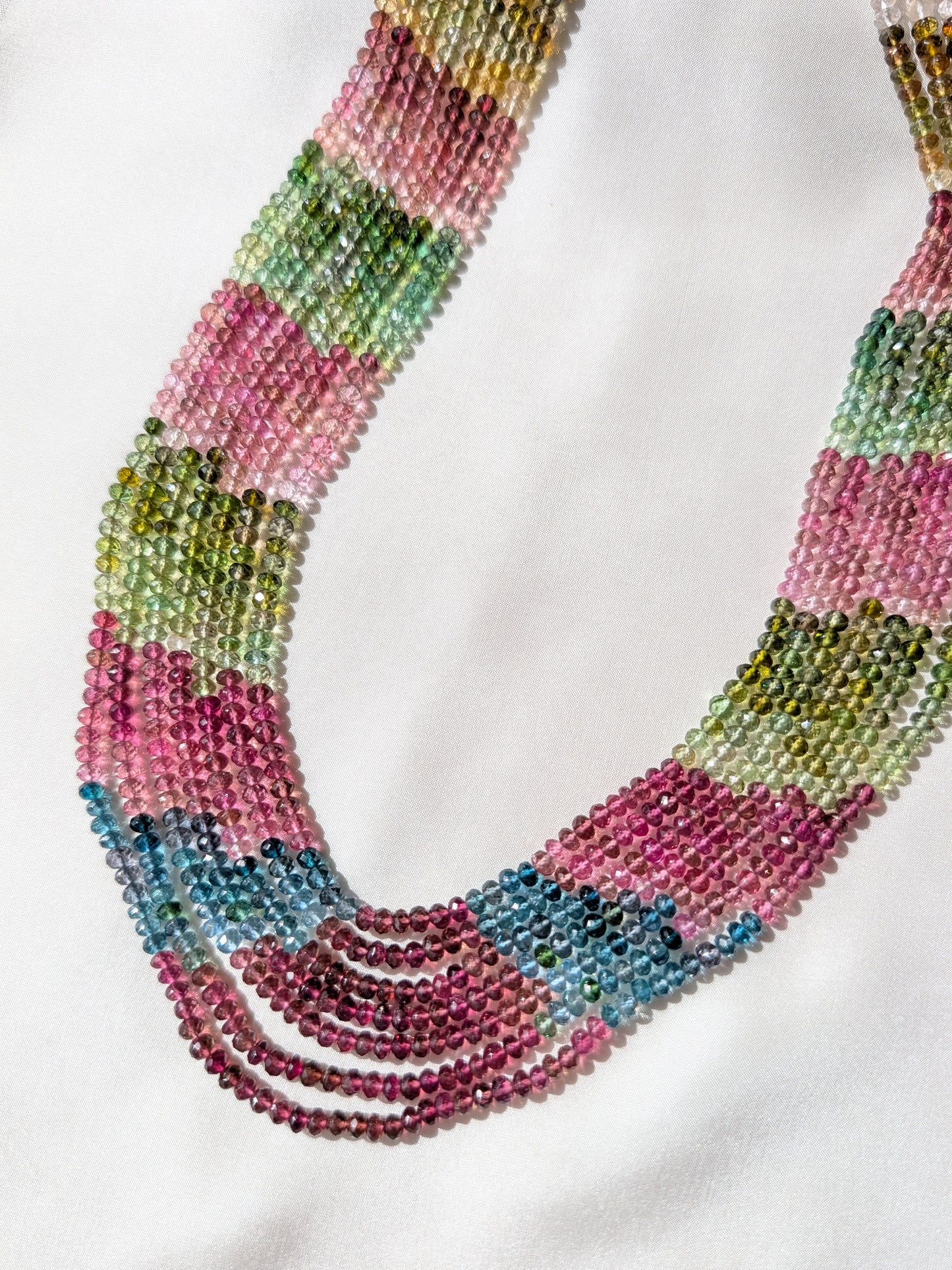 Watermelon Tourmaline Faceted Rondelle Beads 4mm Multicolor | 16–20 inch