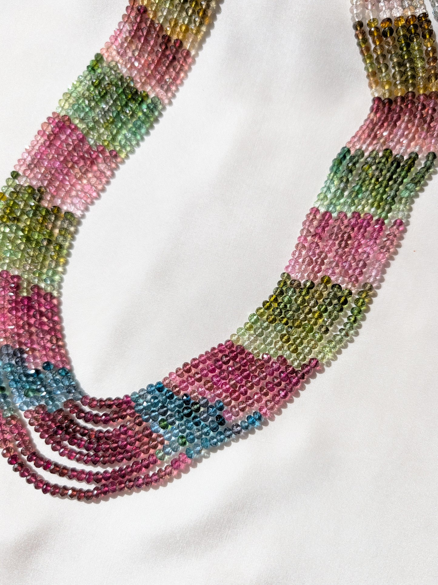 Watermelon Tourmaline Faceted Rondelle Beads 4mm Multicolor | 16–20 inch