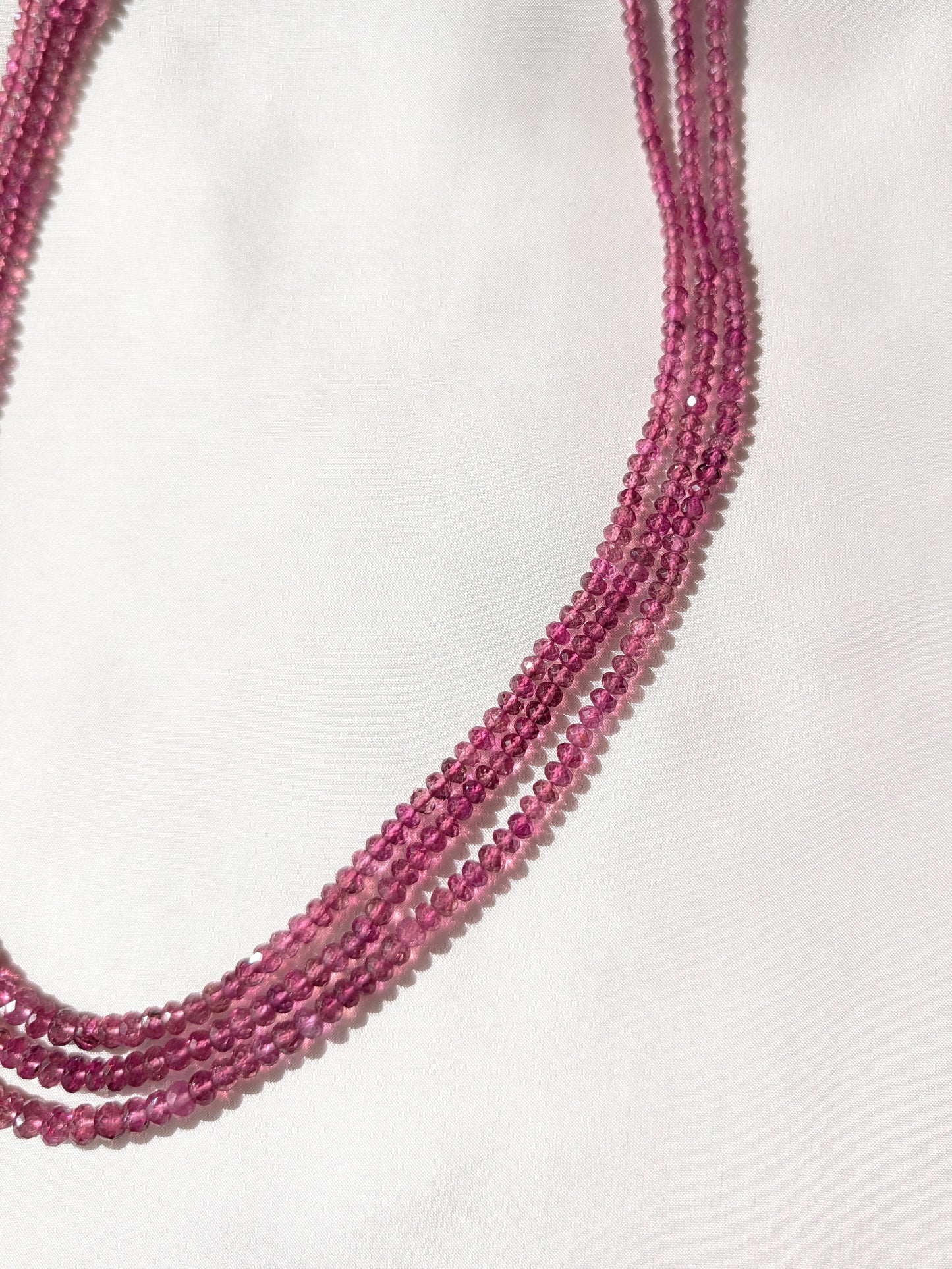 Pink Tourmaline Faceted Rondelle Beads 3–5mm Deep Pink | 16–18 inch