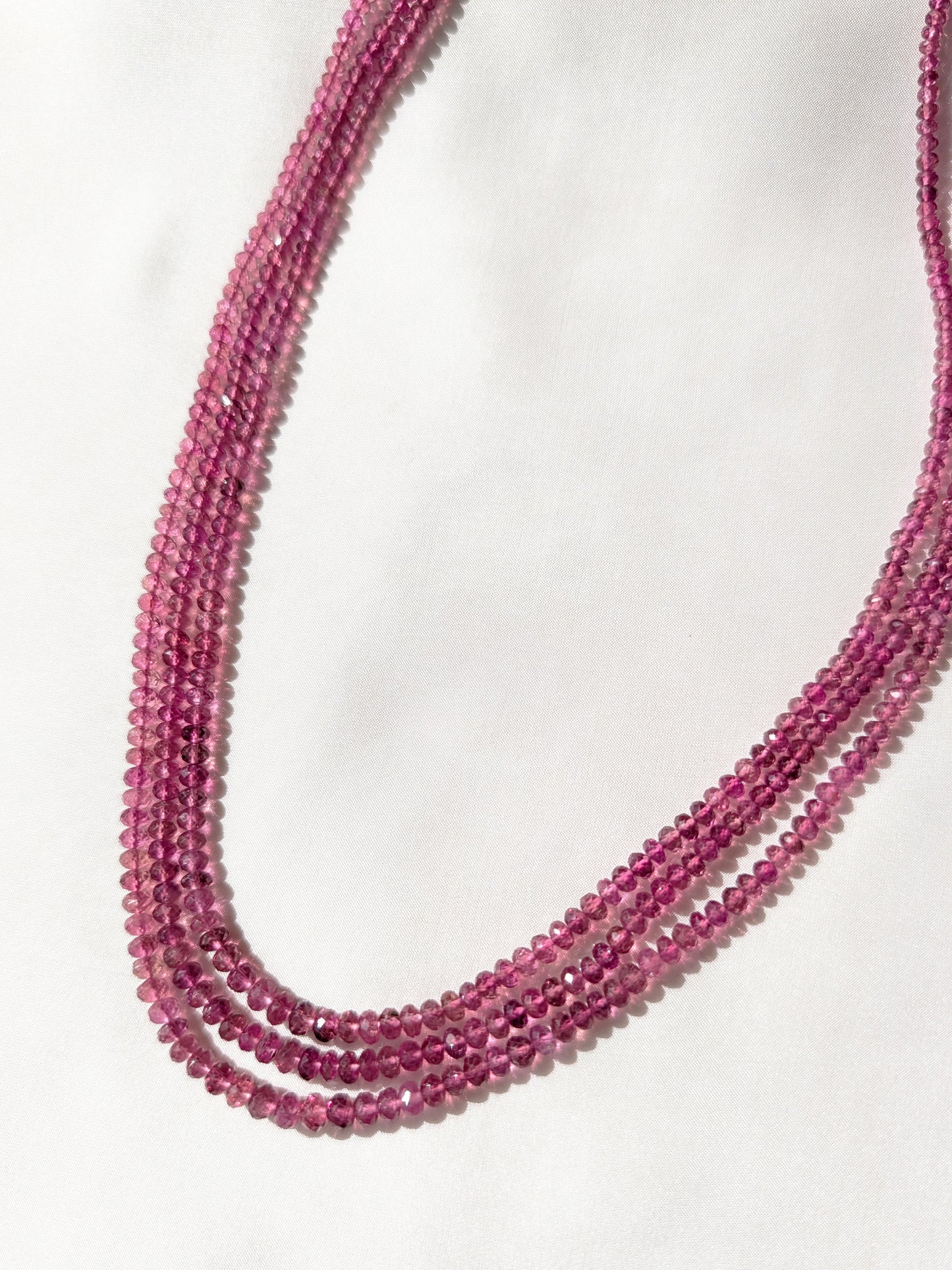 Pink Tourmaline Faceted Rondelle Beads 3–5mm Deep Pink | 16–18 inch