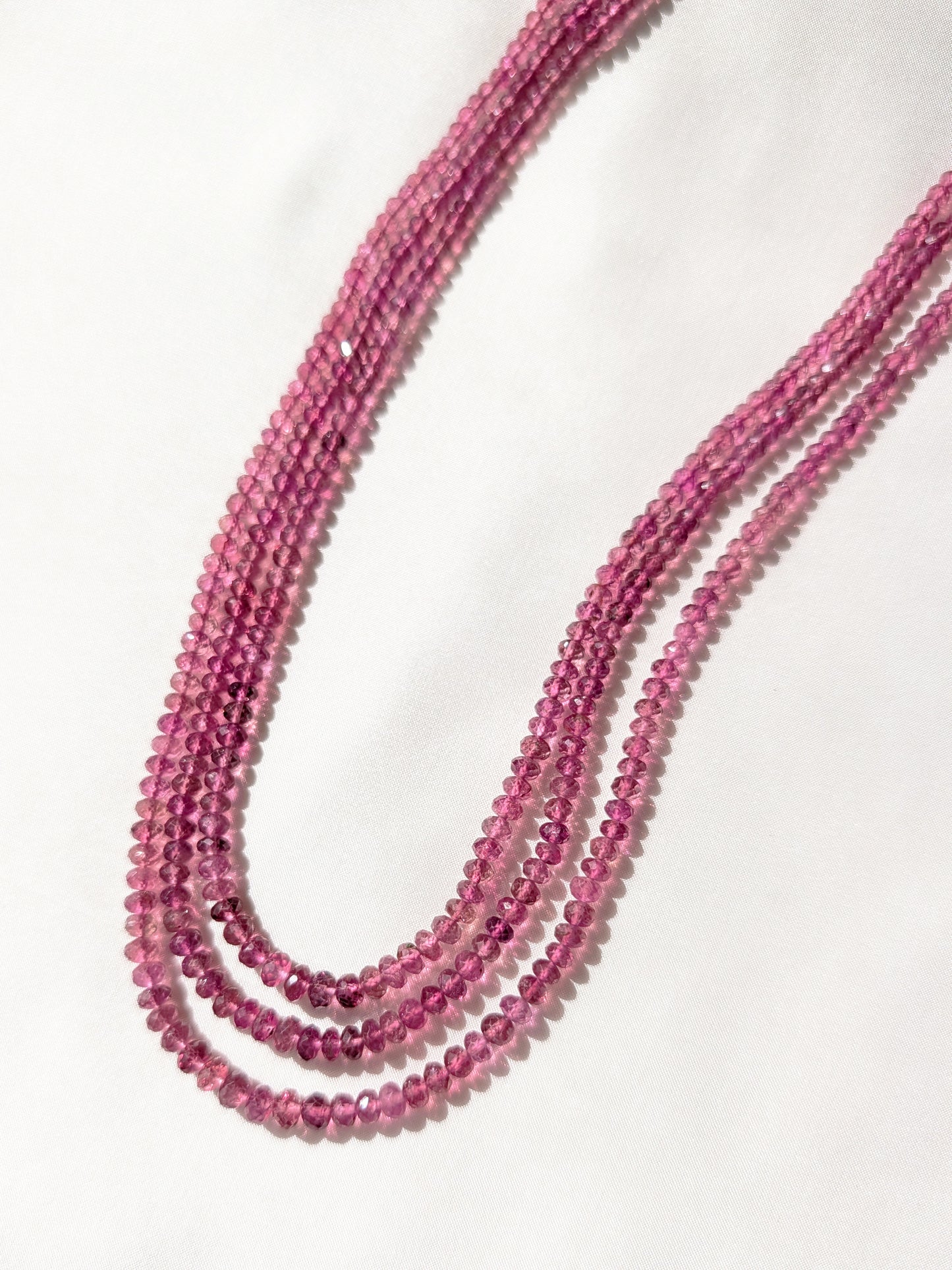Pink Tourmaline Faceted Rondelle Beads 3–5mm Deep Pink | 16–18 inch