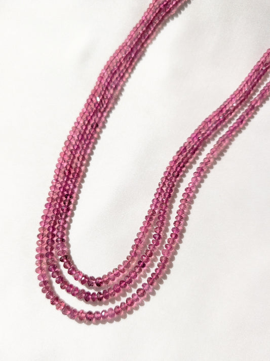 Pink Tourmaline Faceted Rondelle Beads 3–5mm Deep Pink | 16–18 inch