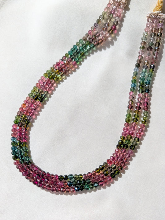 Watermelon Tourmaline Faceted Rondelle Beads 5mm Dark Multicolor | 16–17 inch