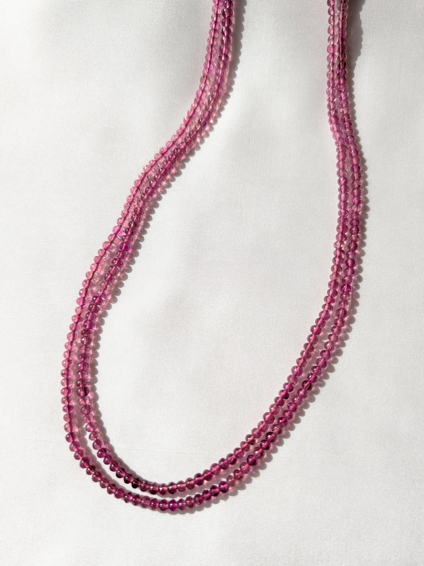 Pink Tourmaline Smooth Rondelle Beads 3.8–4mm Deep Pink | 16–16.5 inch
