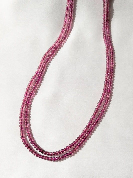 Pink Tourmaline Smooth Rondelle Beads 3.8–4mm Deep Pink | 16–16.5 inch