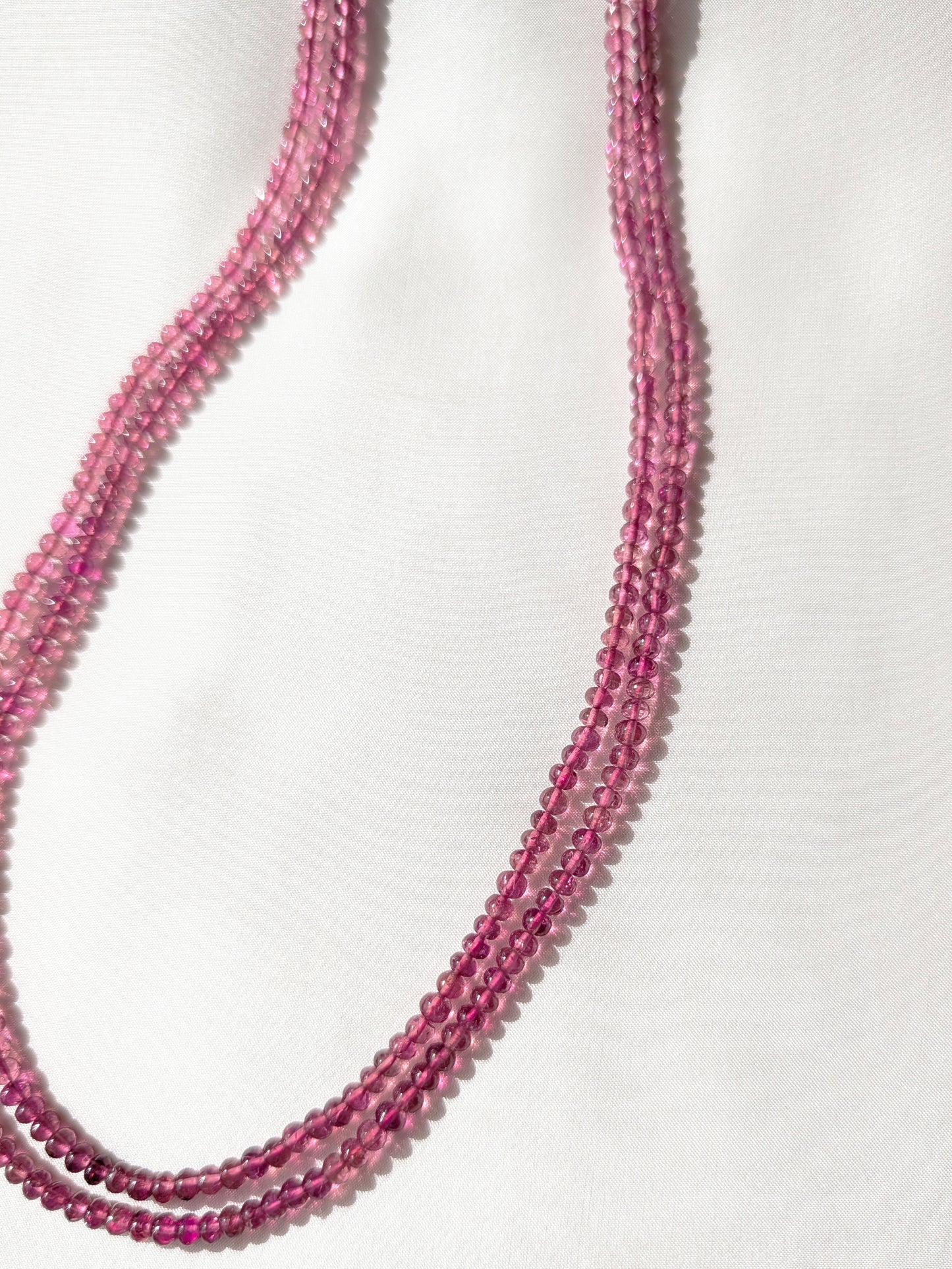 Pink Tourmaline Smooth Rondelle Beads 3.8–4mm Deep Pink | 16–16.5 inch