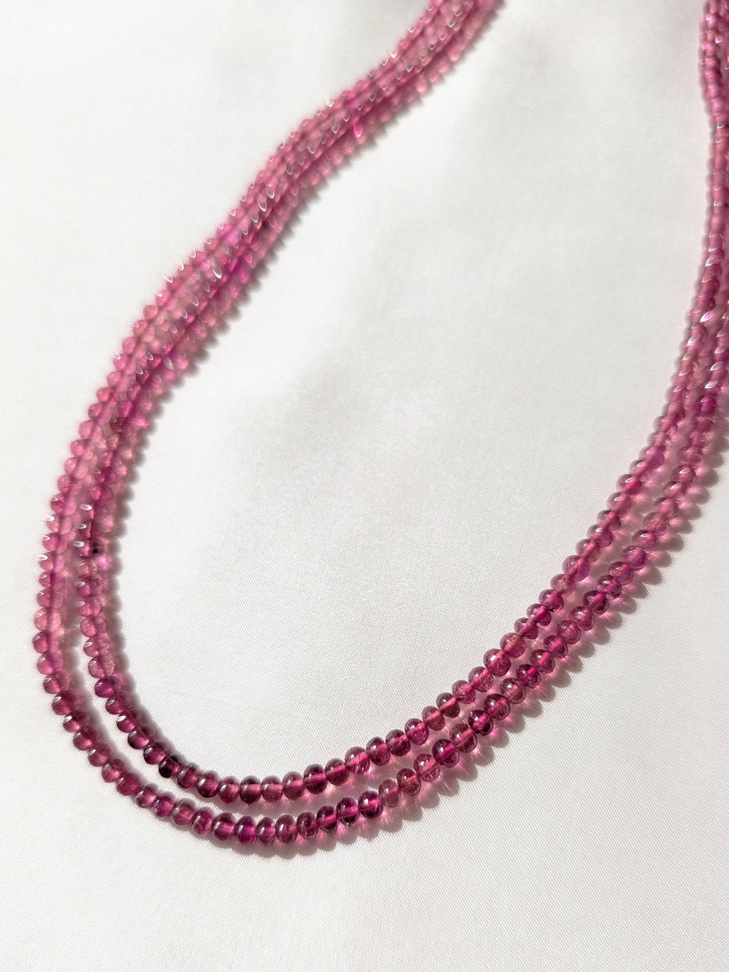 Pink Tourmaline Smooth Rondelle Beads 3.8–4mm Deep Pink | 16–16.5 inch
