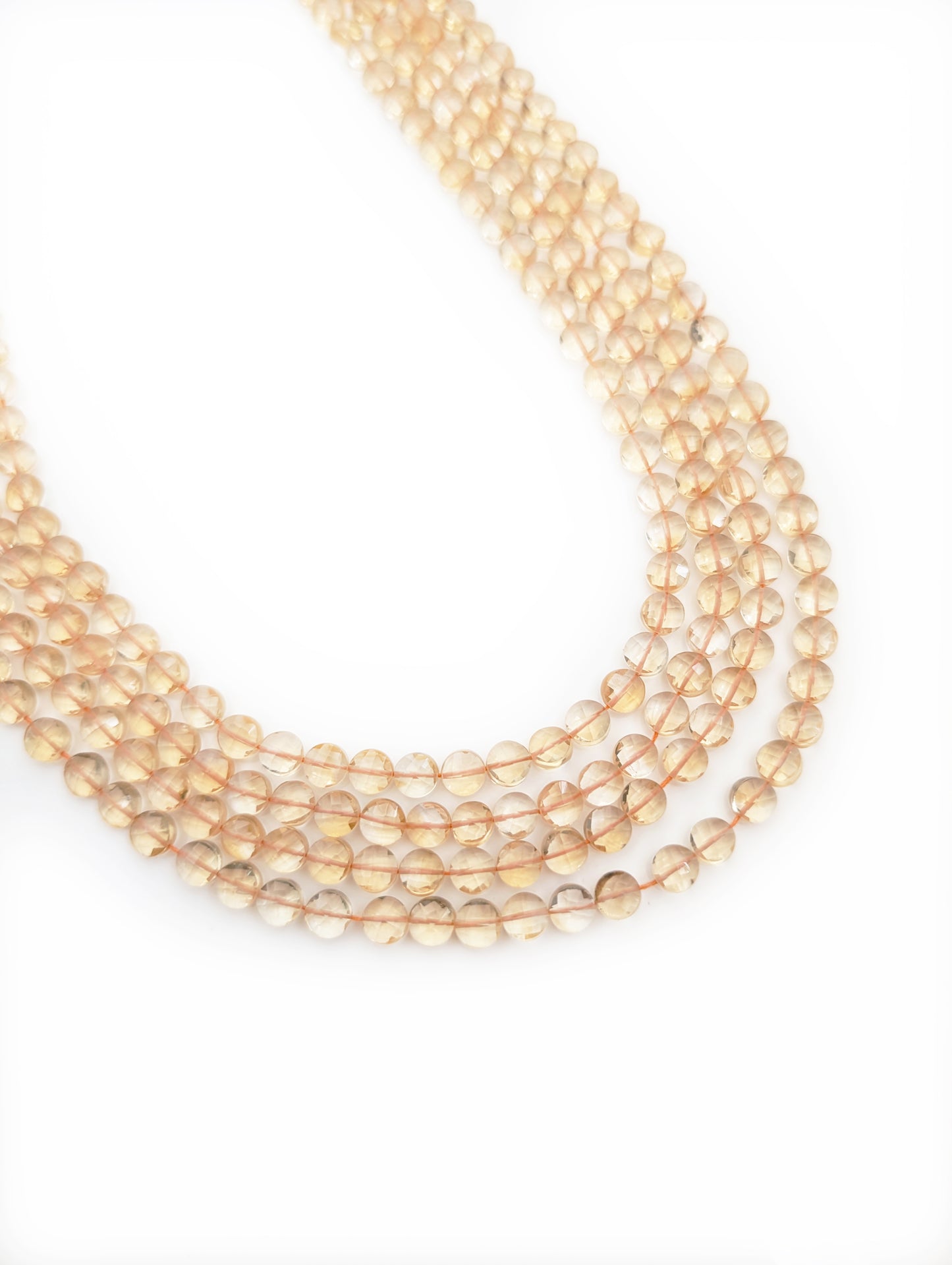 Citrine Faceted Coin Beads 6mm Light Yellow | 16 inch Strand