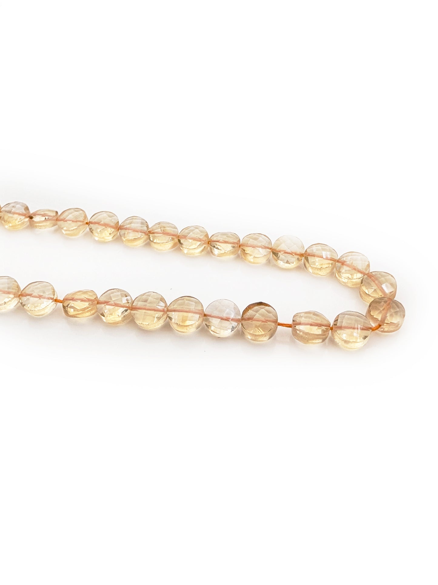 Citrine Faceted Coin Beads 6mm Light Yellow | 16 inch Strand