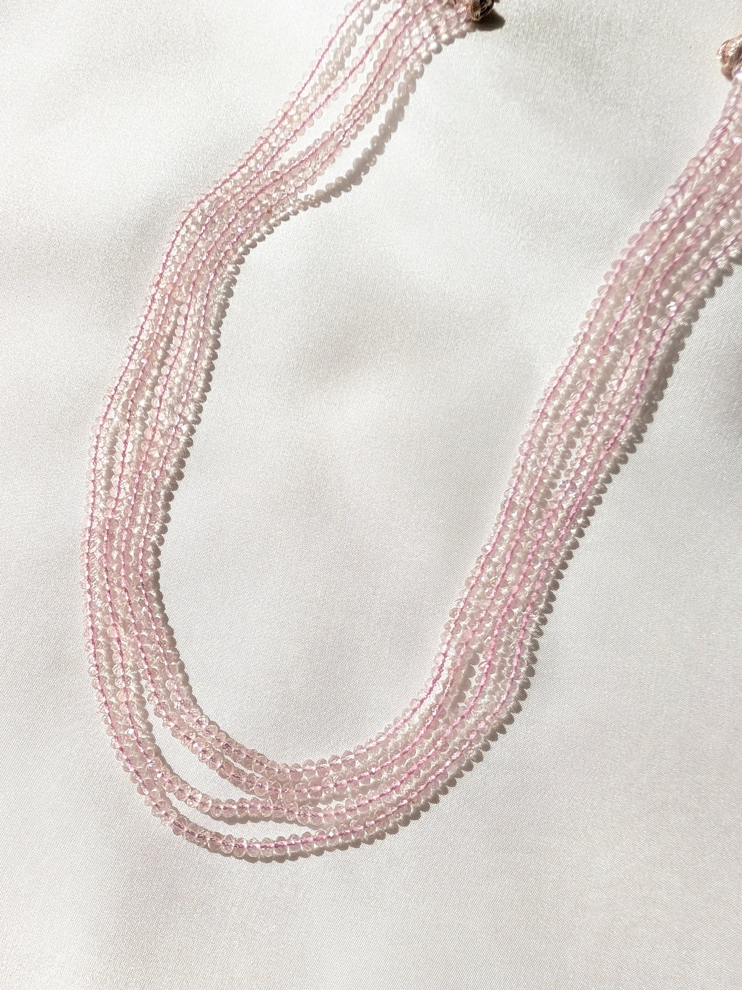 Rose Quartz Faceted Rondelle Beads 3.4mm Soft Pink | 14–16 inch