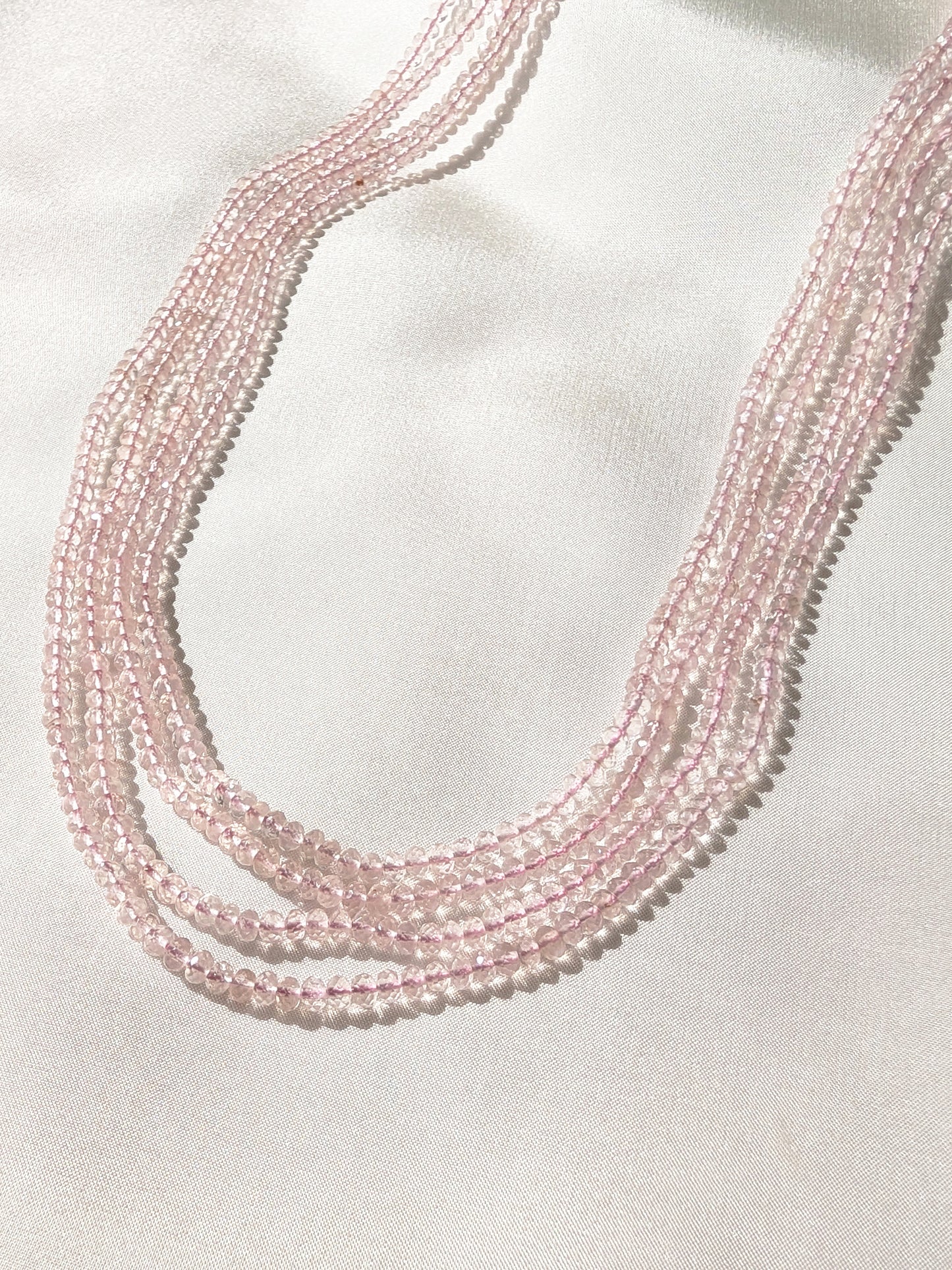 Rose Quartz Faceted Rondelle Beads 3.4mm Soft Pink | 14–16 inch