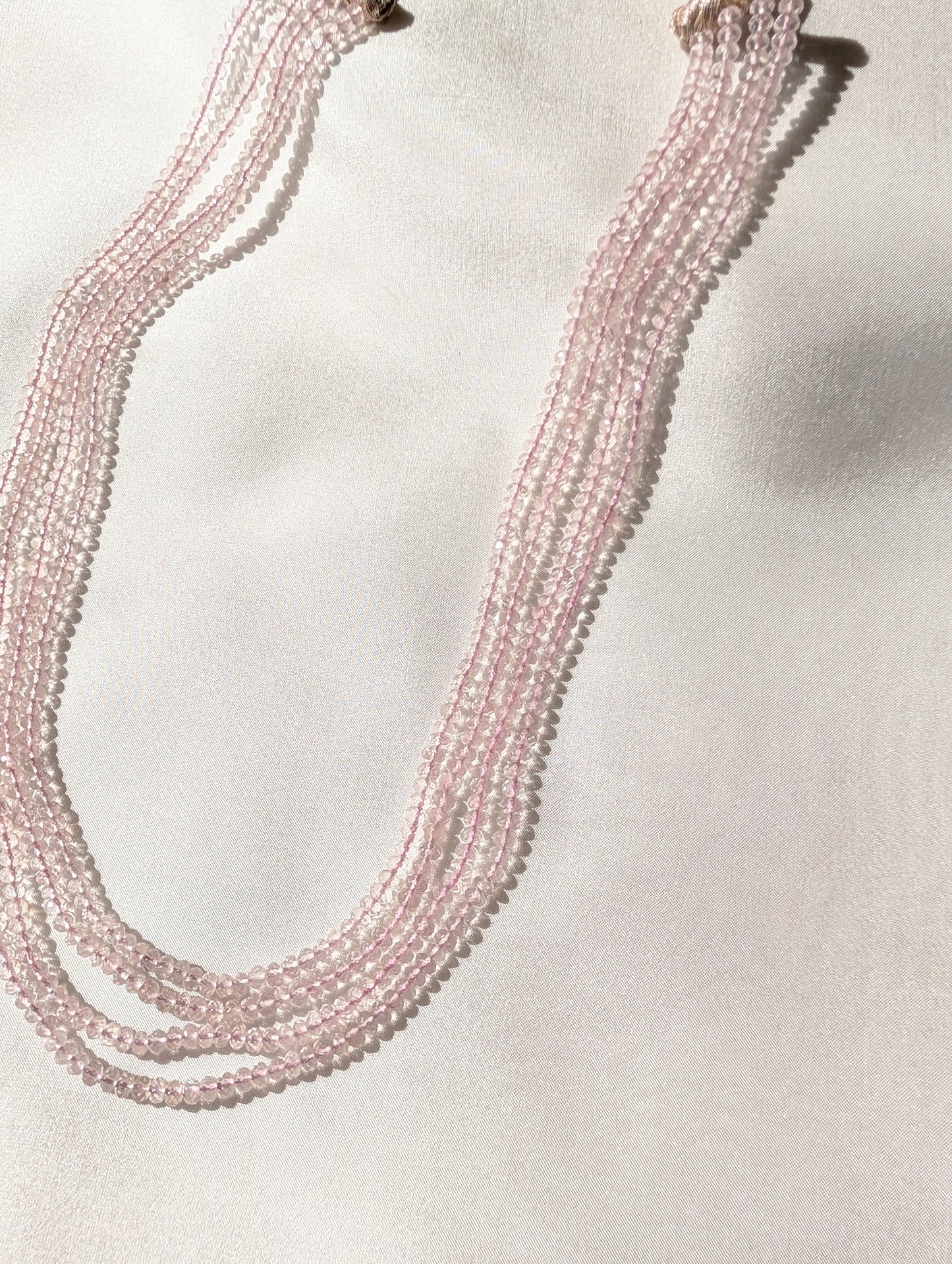 Rose Quartz Faceted Rondelle Beads 3.4mm Soft Pink | 14–16 inch
