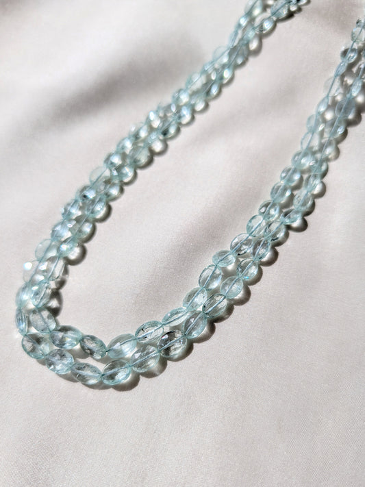 Aquamarine Faceted Oval Beads 6x5–10x8mm Blue Green | 16–17 inch