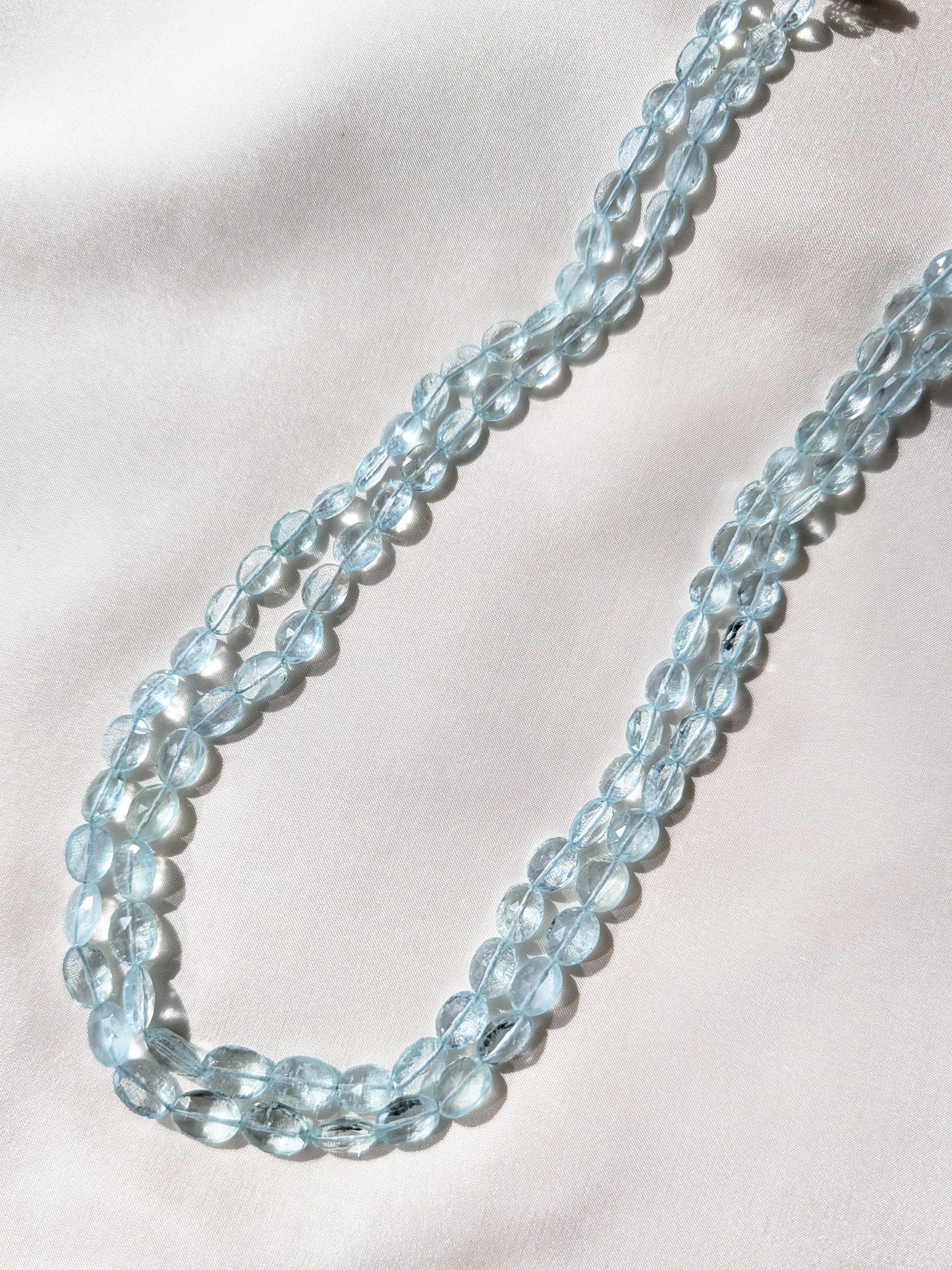 Aquamarine Faceted Oval Beads 7x5–10x7mm Light Sky Blue | 16–17 inch