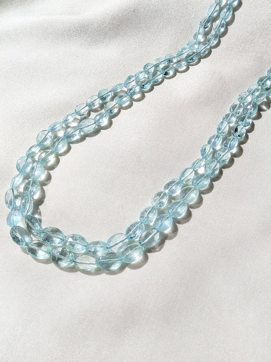 Aquamarine Faceted Oval Beads 7x5–10x7mm Light Sky Blue | 16–17 inch