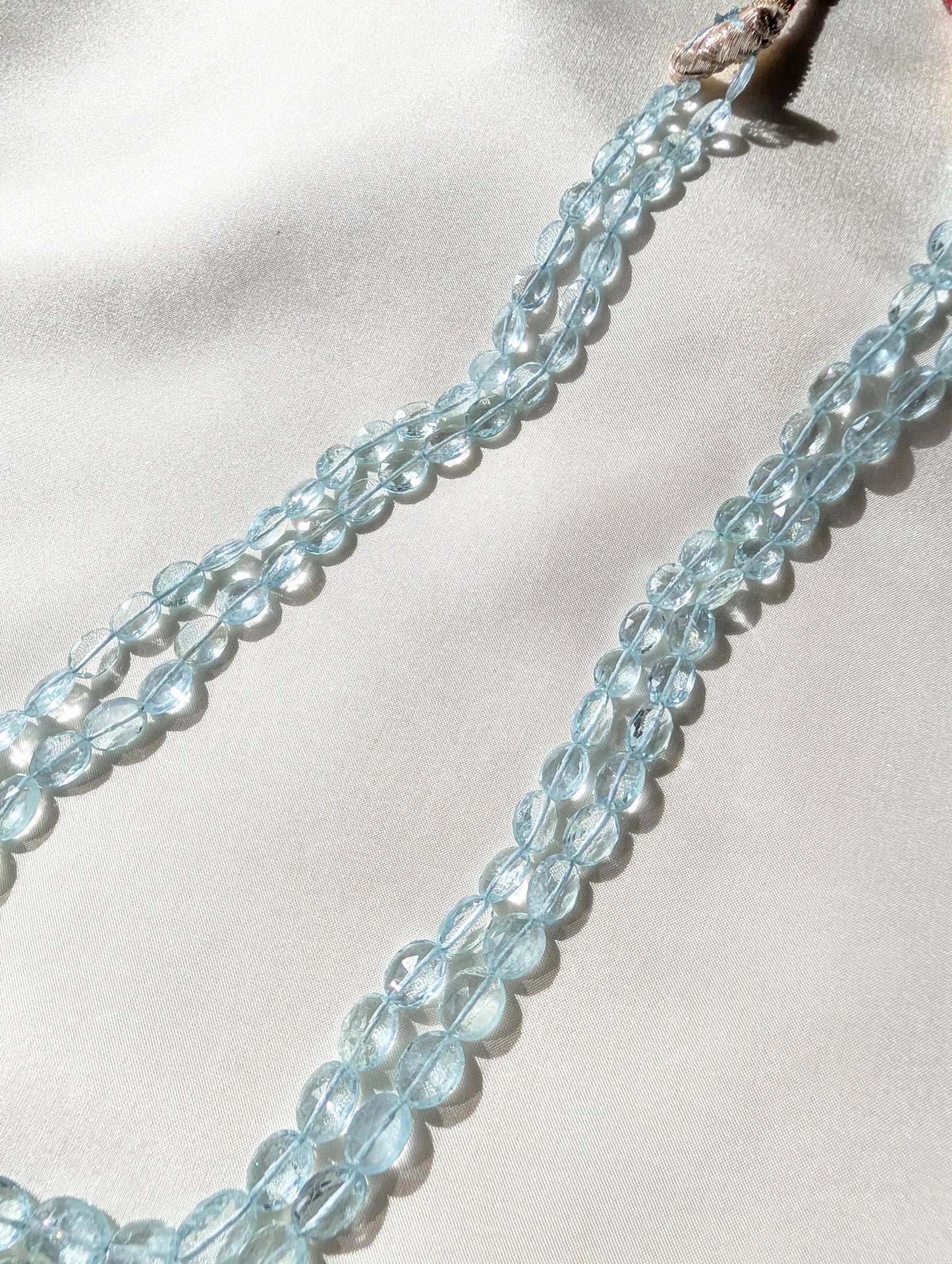 Aquamarine Faceted Oval Beads 7x5–10x7mm Light Sky Blue | 16–17 inch
