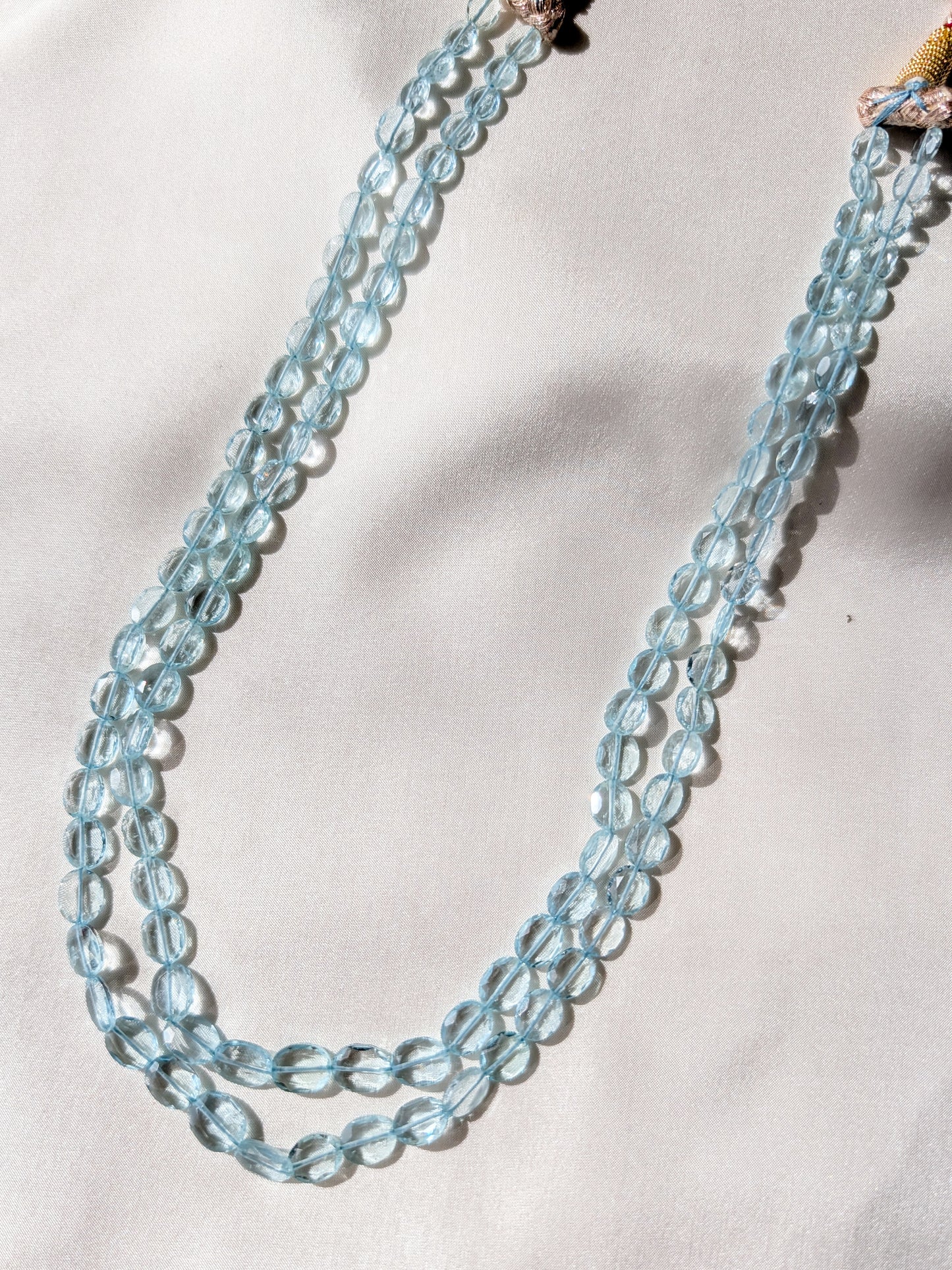 Aquamarine Flat Top Faceted Oval Beads 6x5–9x7mm Sky Blue | 16–17 inch